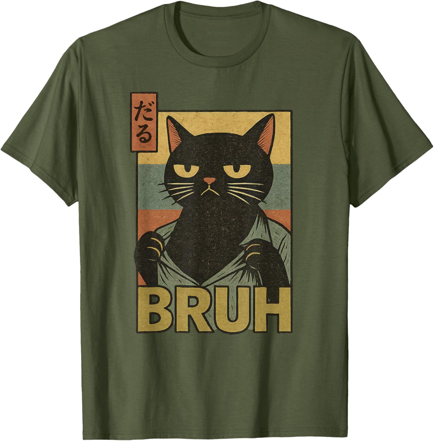 Funny Cat Bruh Meme Japanese Anime T-Shirt for Teens and Adults - 22