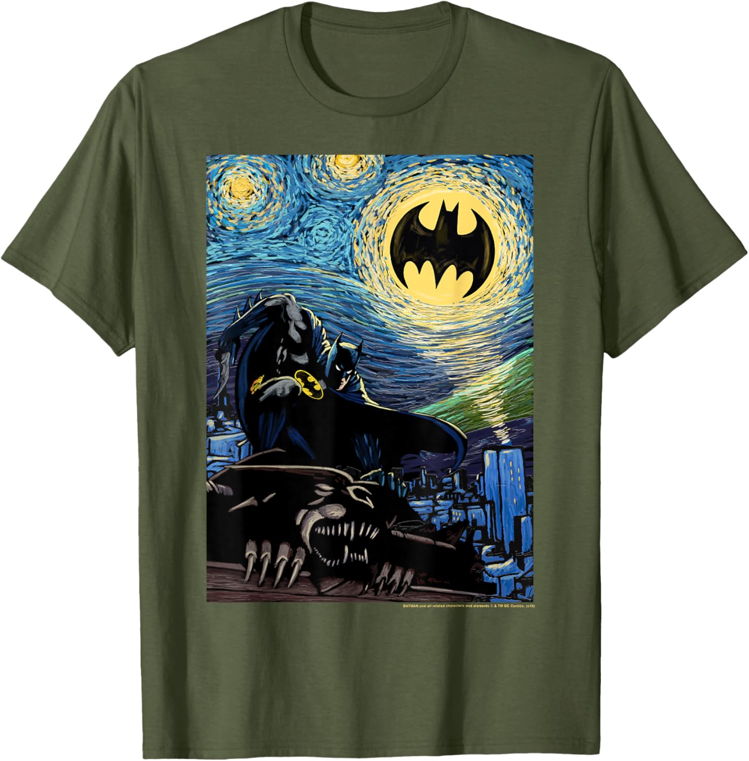 DC Comics Batman Starry Night Style Poster T-Shirt for Fans and Collectors - 9