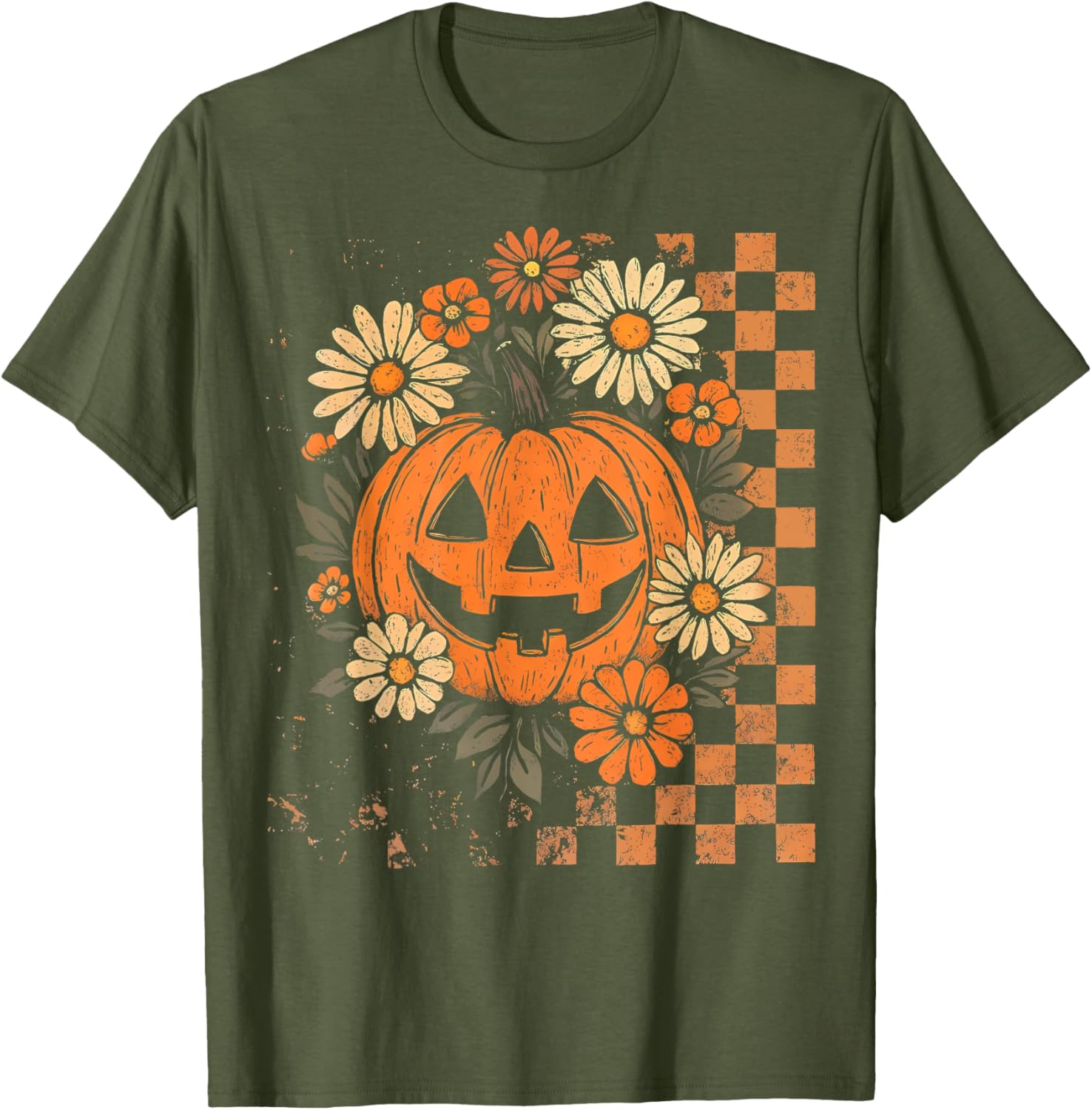 Vintage Floral Boho Pumpkin Halloween T-Shirt for Fall Fun - 12