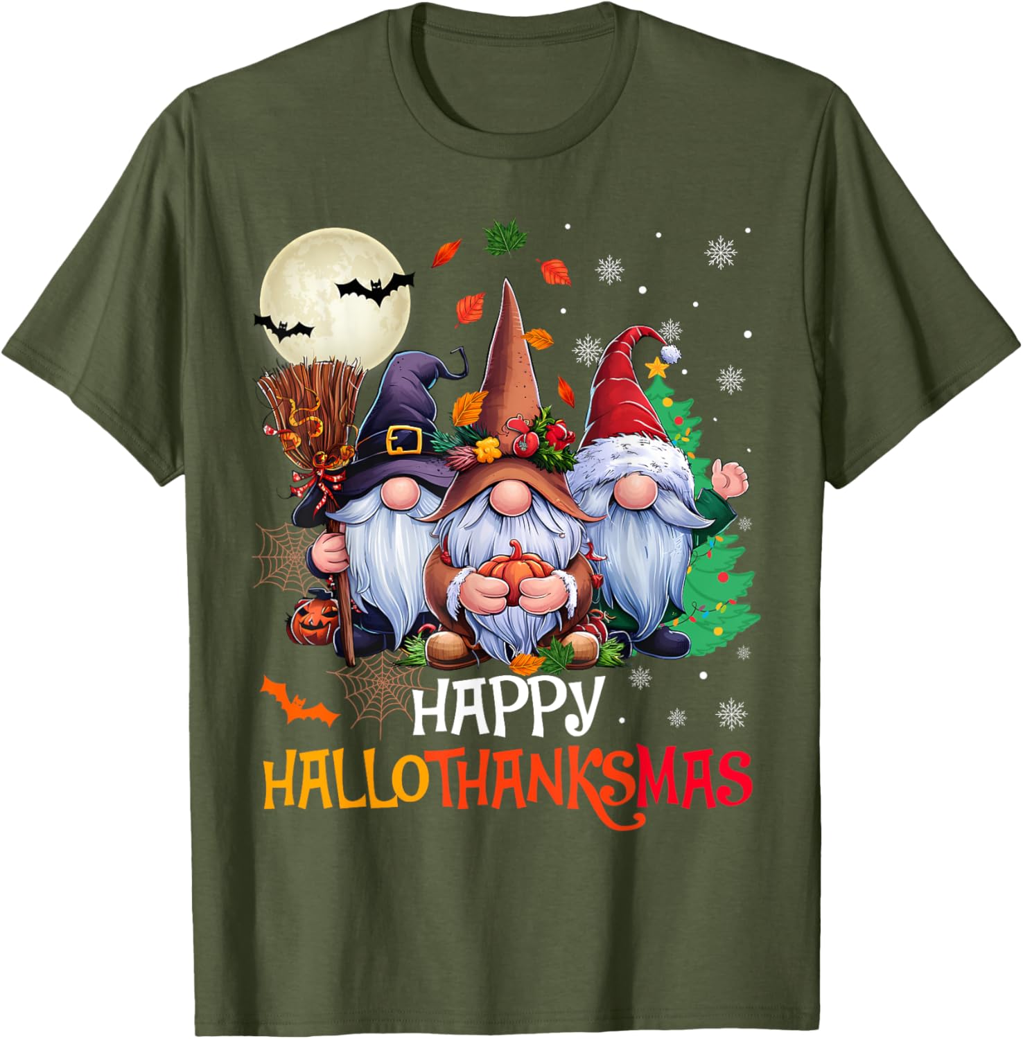 Happy Hallothanksmas Gnomes Lover T-Shirt for Halloween and Christmas - 13