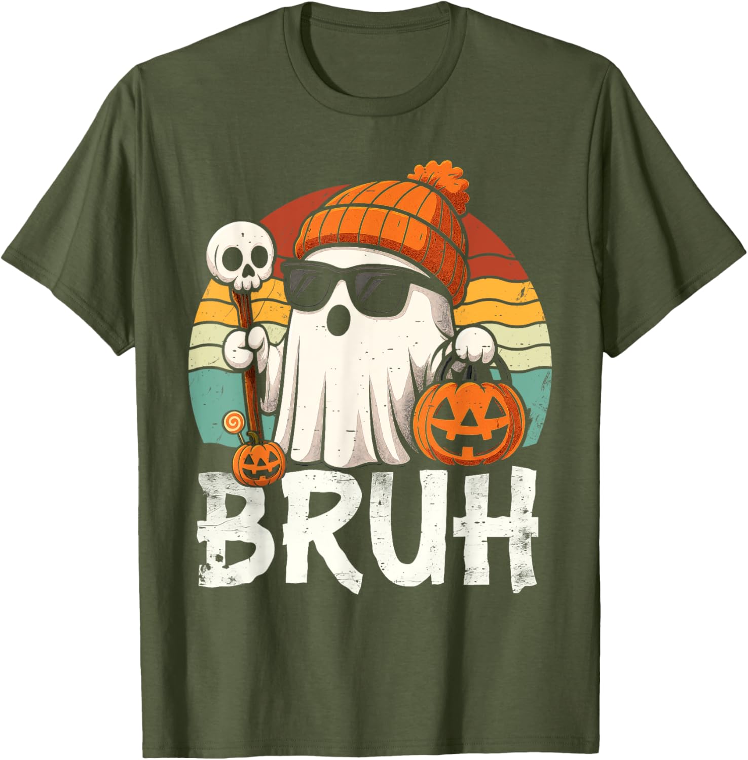 Cute Bruh Ghost Trick or Treat Kids T-Shirt for Halloween Fun - 7