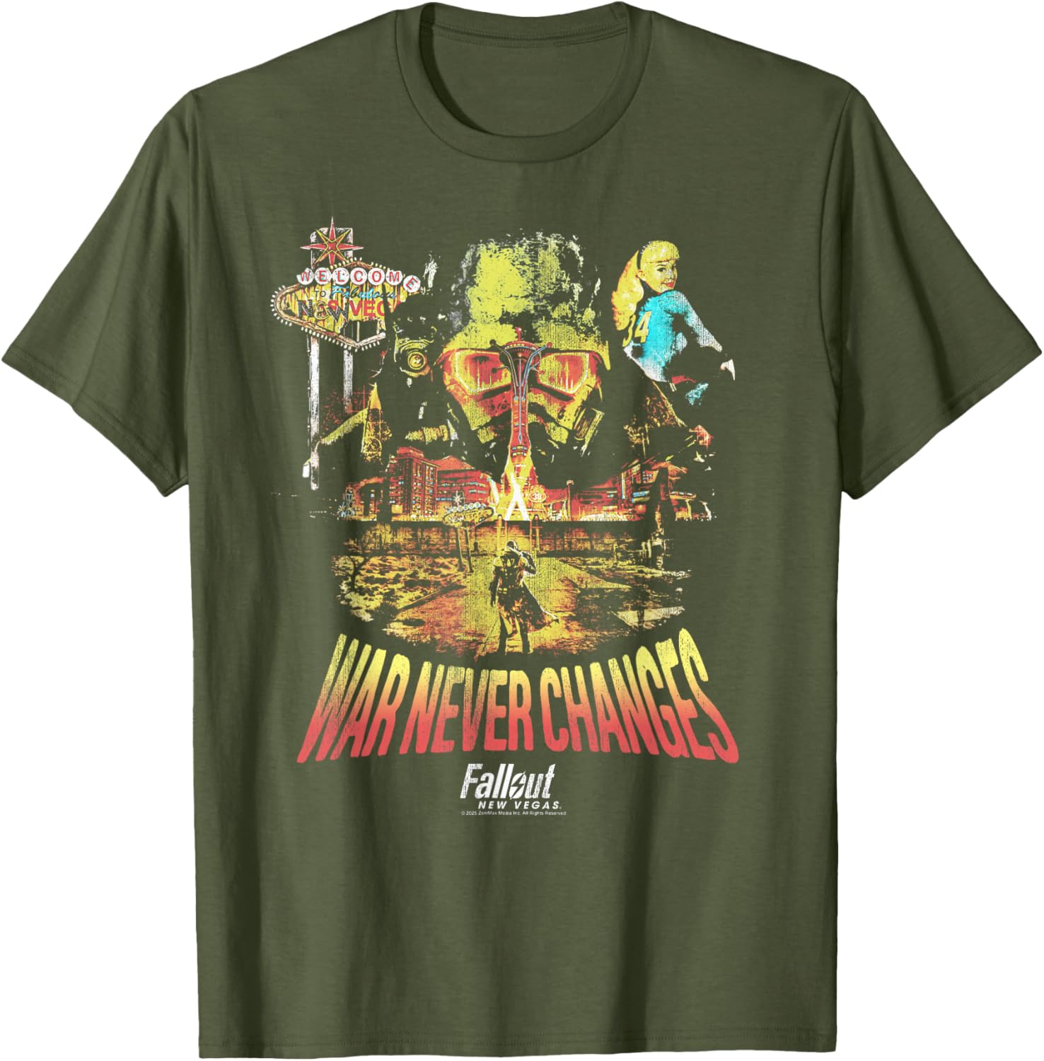 Fallout New Vegas War Never Changes T-Shirt Collage for Gamers - 2