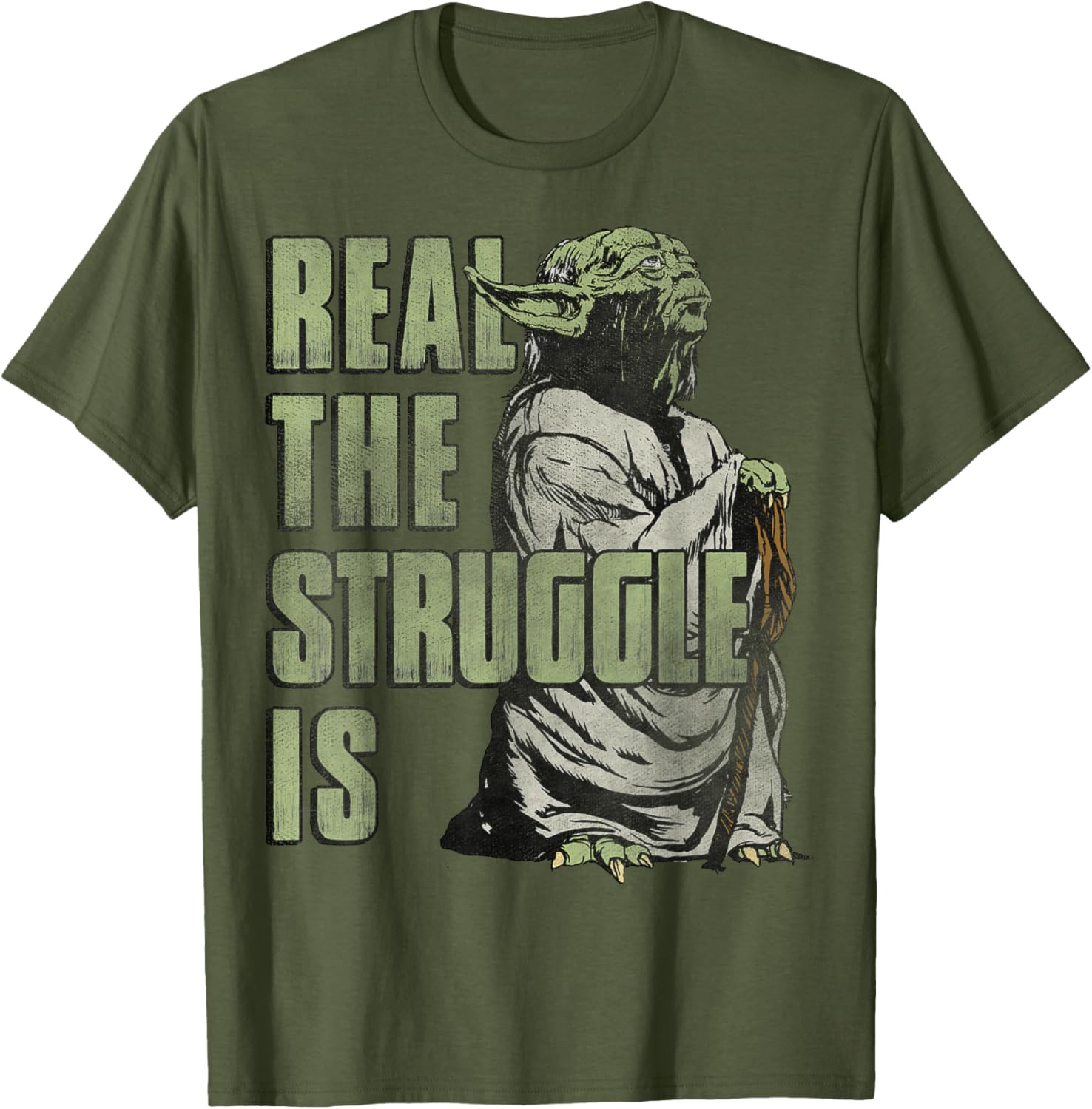 Star Wars Yoda Graphic T-Shirt The Struggle Is Real Fun Apparel - 9