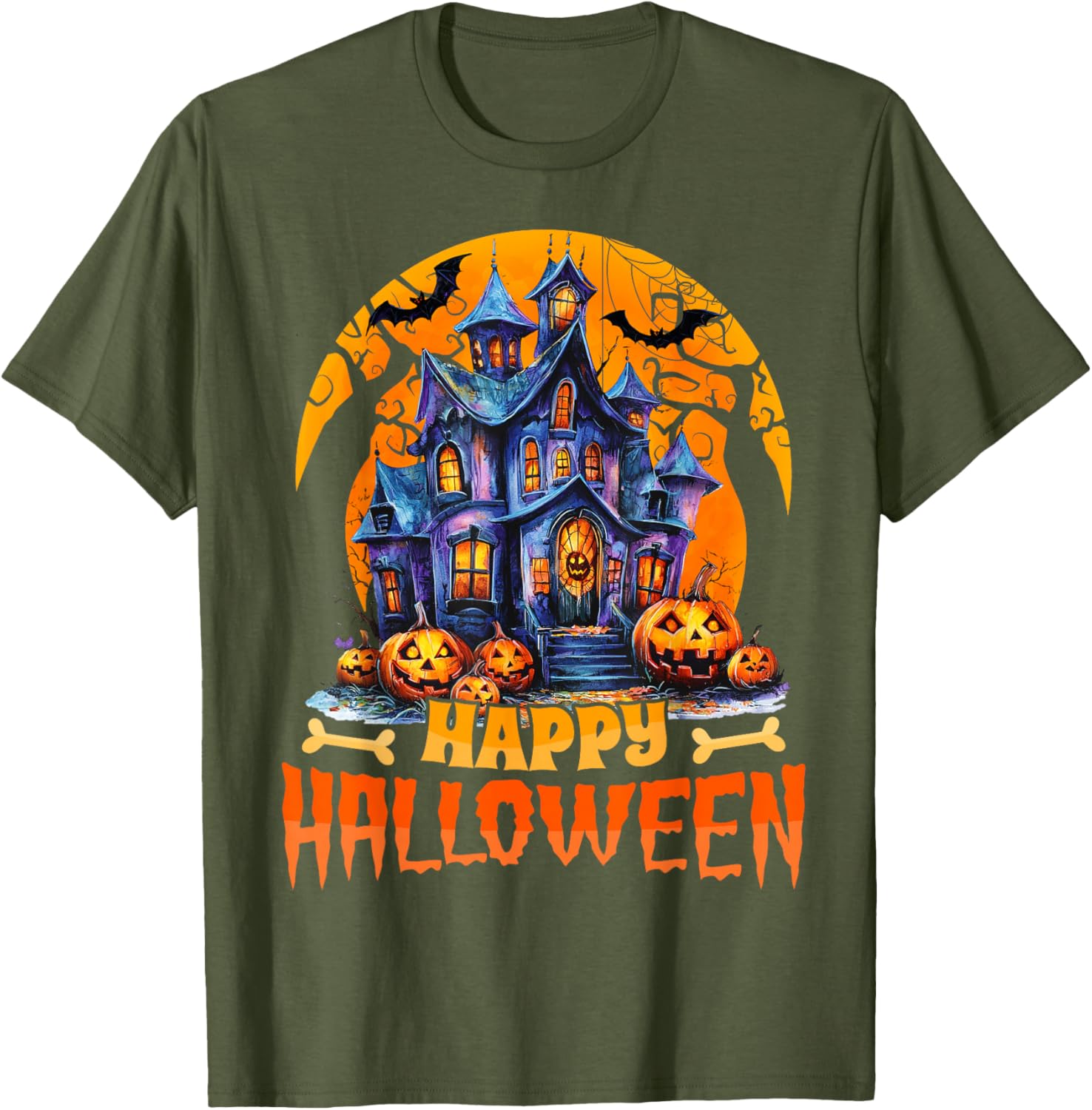 Happy Halloween Haunted House T-Shirt for Men and Women Costume Fun - 9