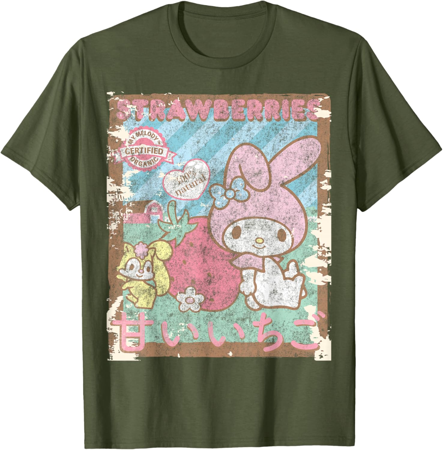 My Melody Strawberry Picking Short Sleeve T-Shirt for Fun Farm Days - 3