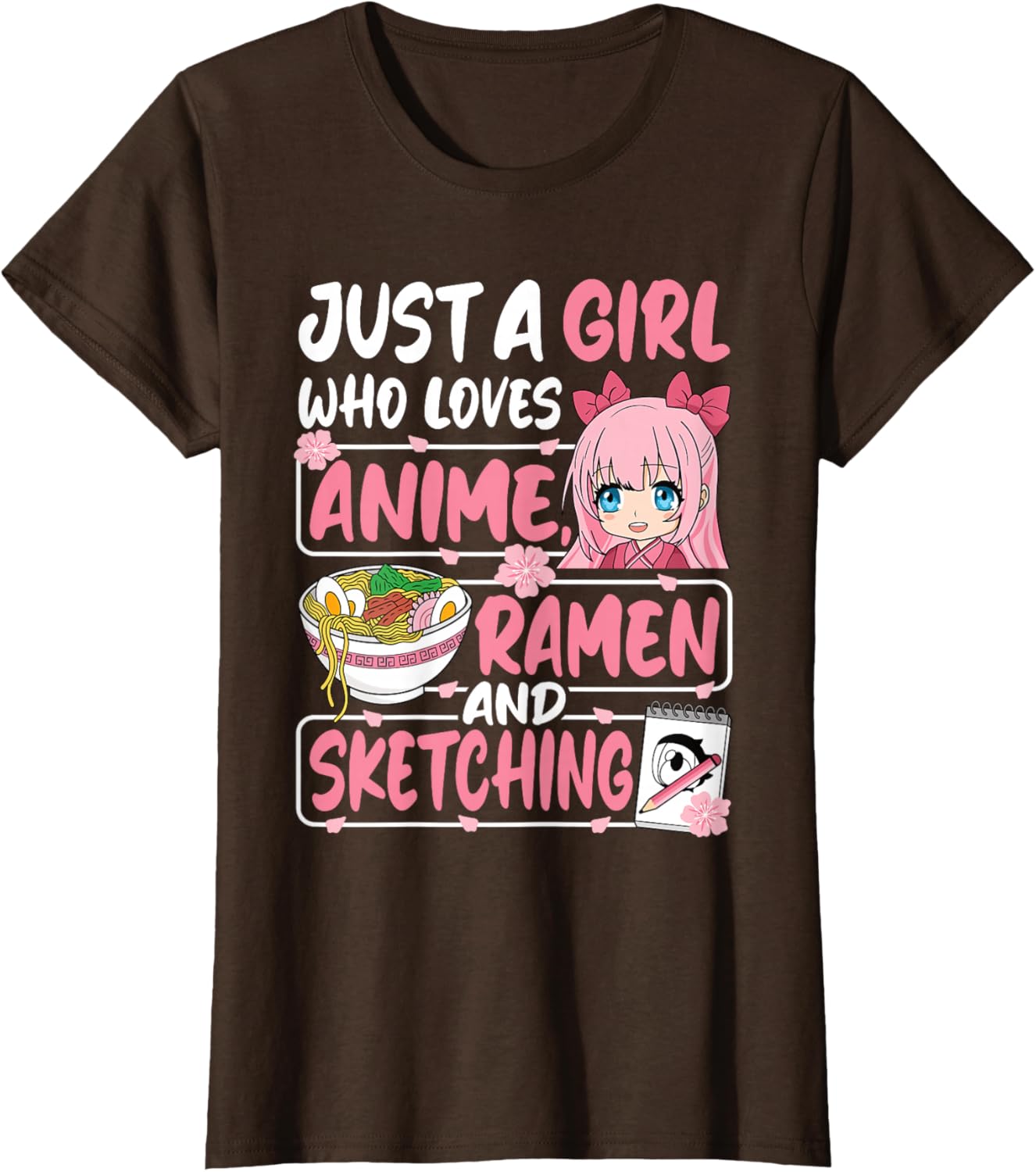 Cute Anime Ramen Sketching T-Shirt for Girls Who Love Japan Culture - 4