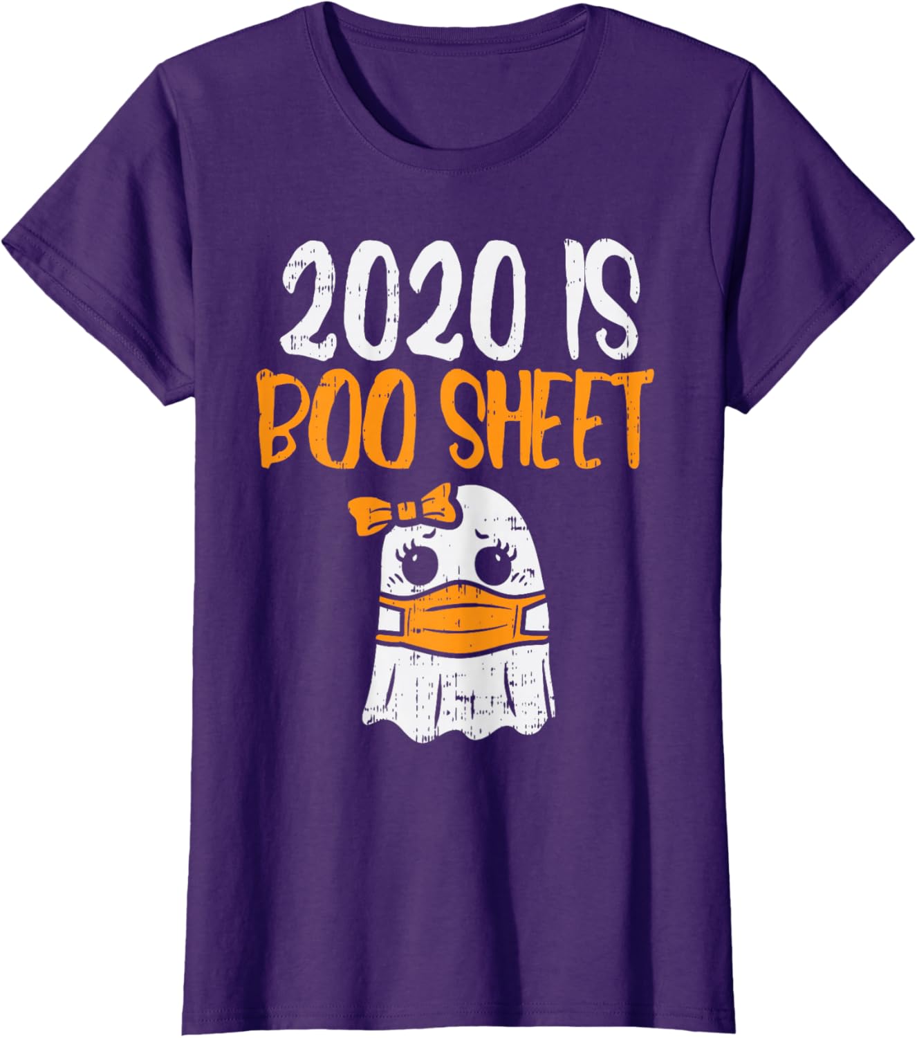 Cute Boo Sheet Ghost in Mask Halloween T-Shirt for Quarantine Fun - 4