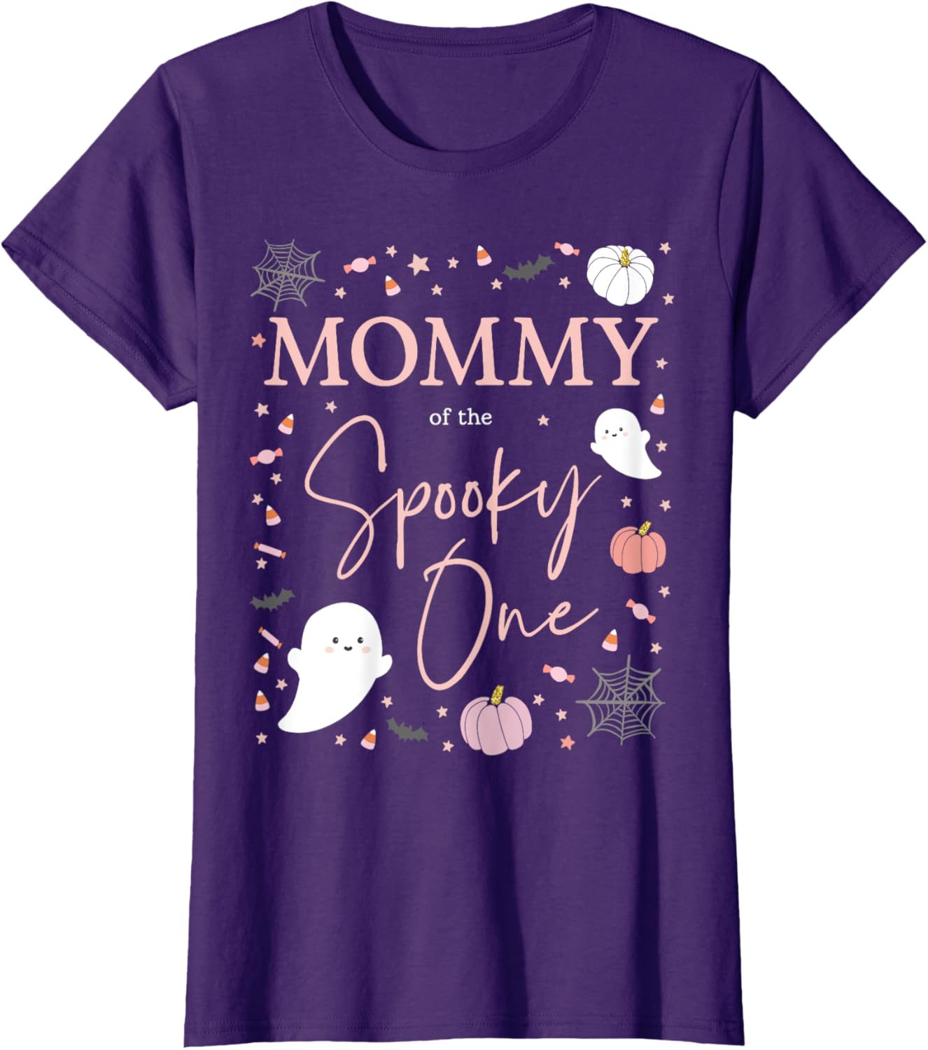 Cute Mommy of the Spooky One Pink Halloween T-Shirt for Girls 1st Birthday - 12