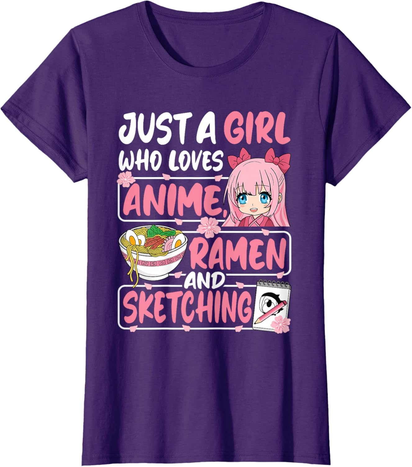 Cute Anime Ramen Sketching T-Shirt for Girls Who Love Japan Culture - 7