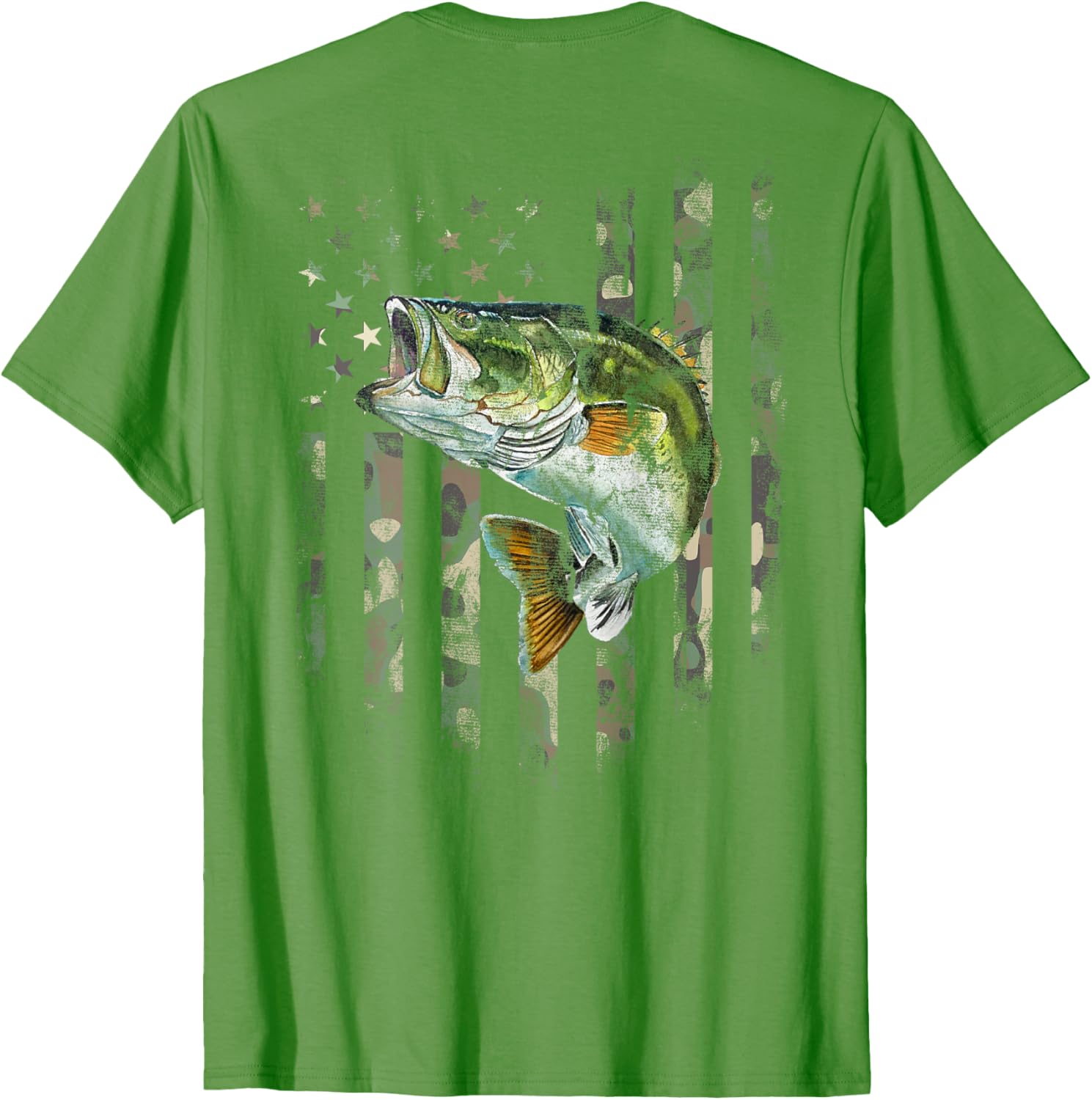 American Flag Camo Bass Fishing T-Shirt for Outdoor Enthusiasts - 23