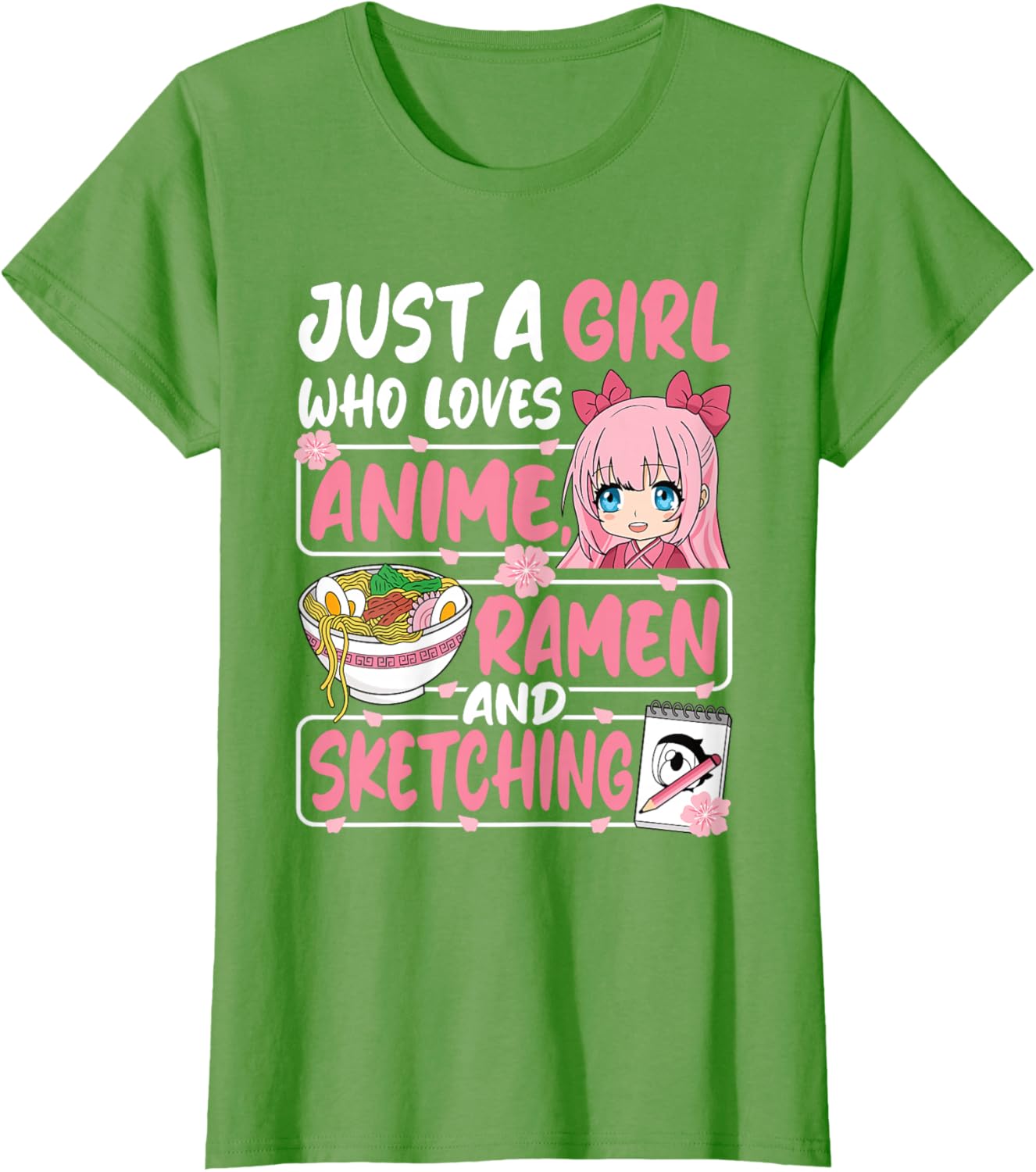 Cute Anime Ramen Sketching T-Shirt for Girls Who Love Japan Culture - 17