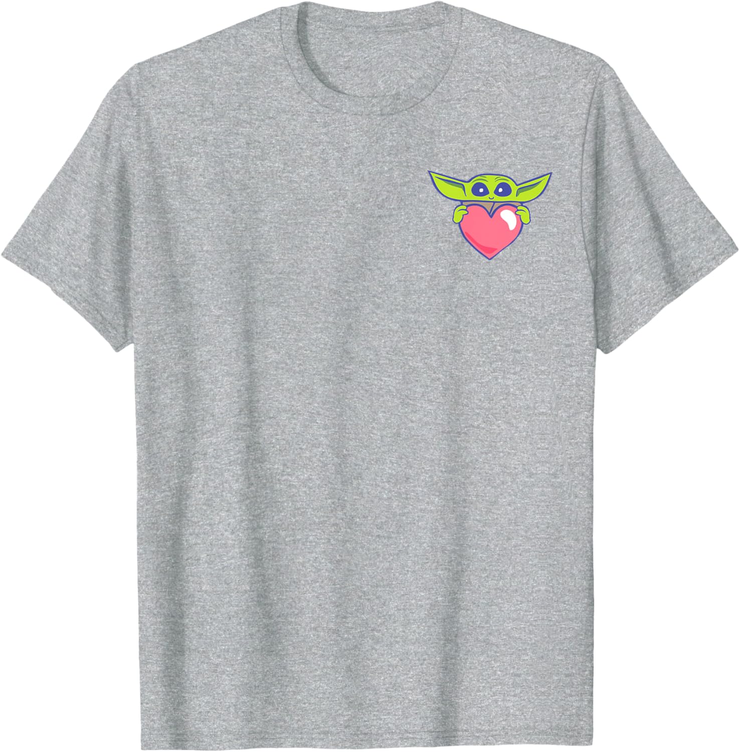 Adorable The Mandalorian Grogu Holding Valentine's Heart T-Shirt for Fans - 2