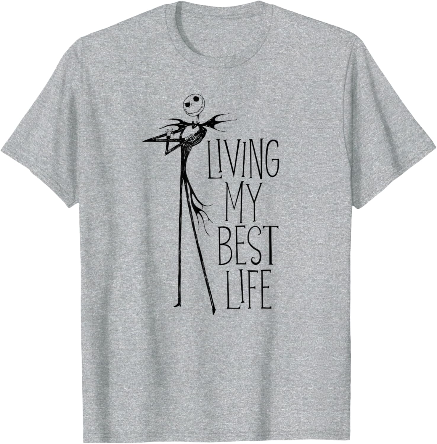 Men's Nightmare Before Christmas Jack Living My Best Life T-Shirt in White - 5