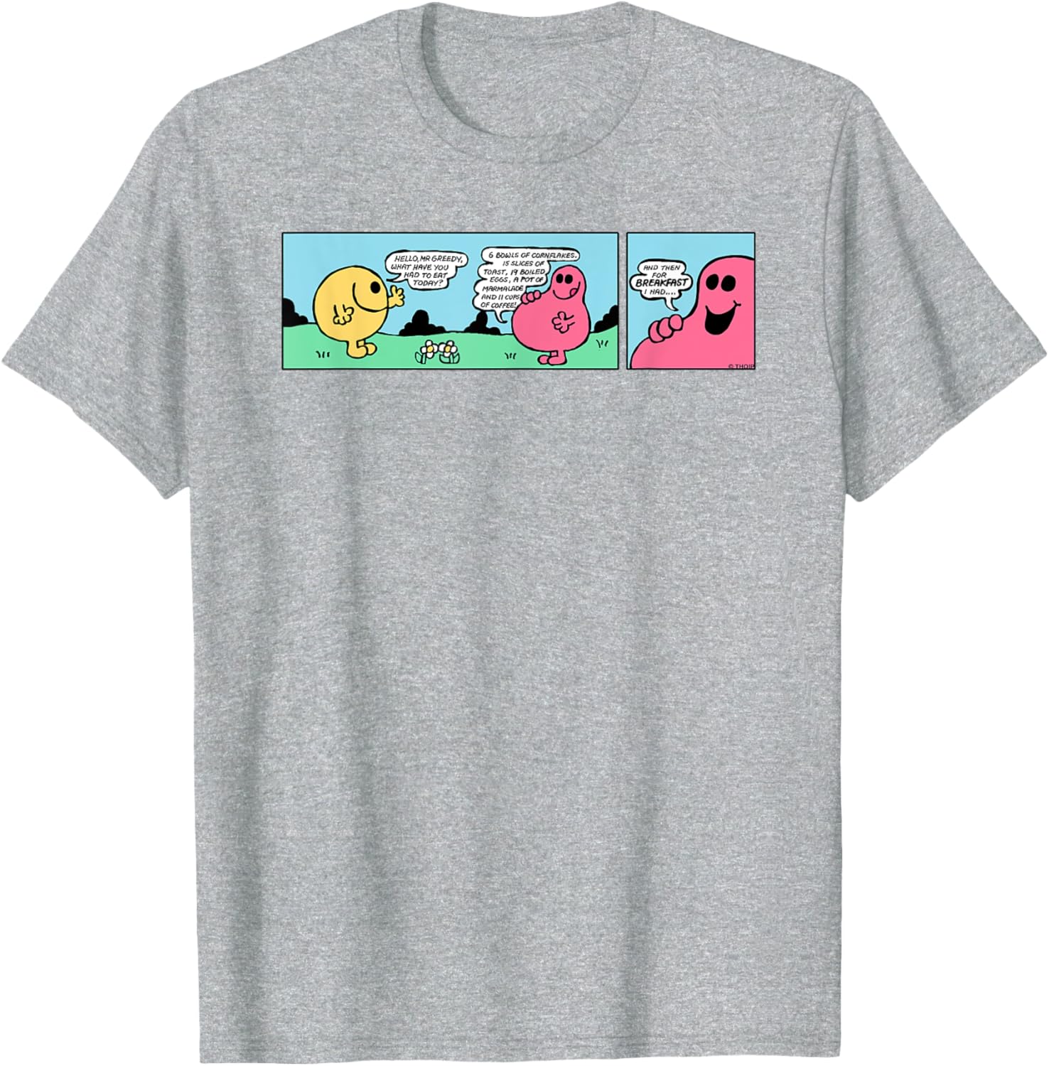 Mr Men Mr Greedy Retro Comic Book T-Shirt Colorful Fun Apparel - 7