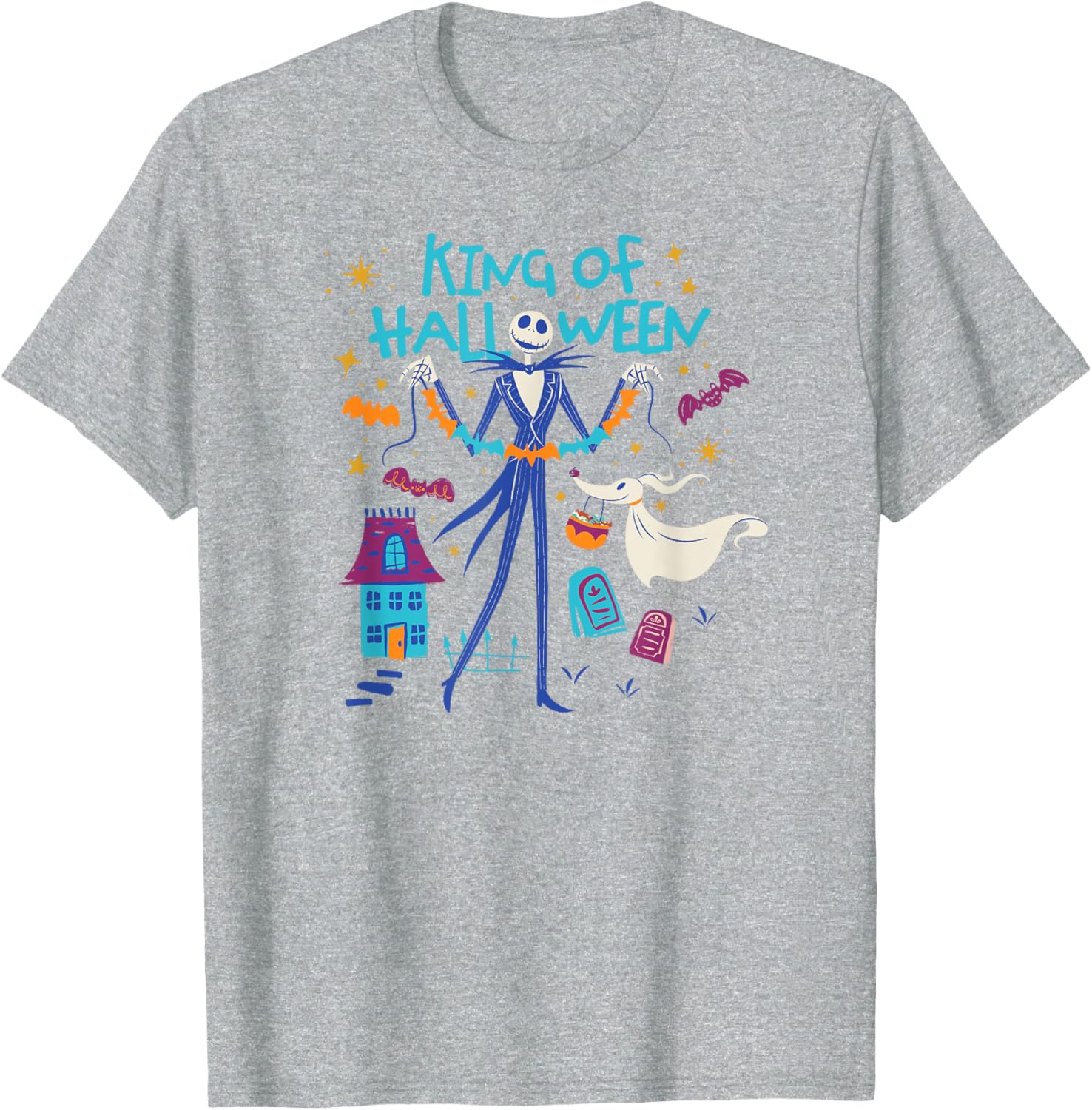 Men's Nightmare Before Christmas Jack & Zero Halloween T-Shirt in Black - 1