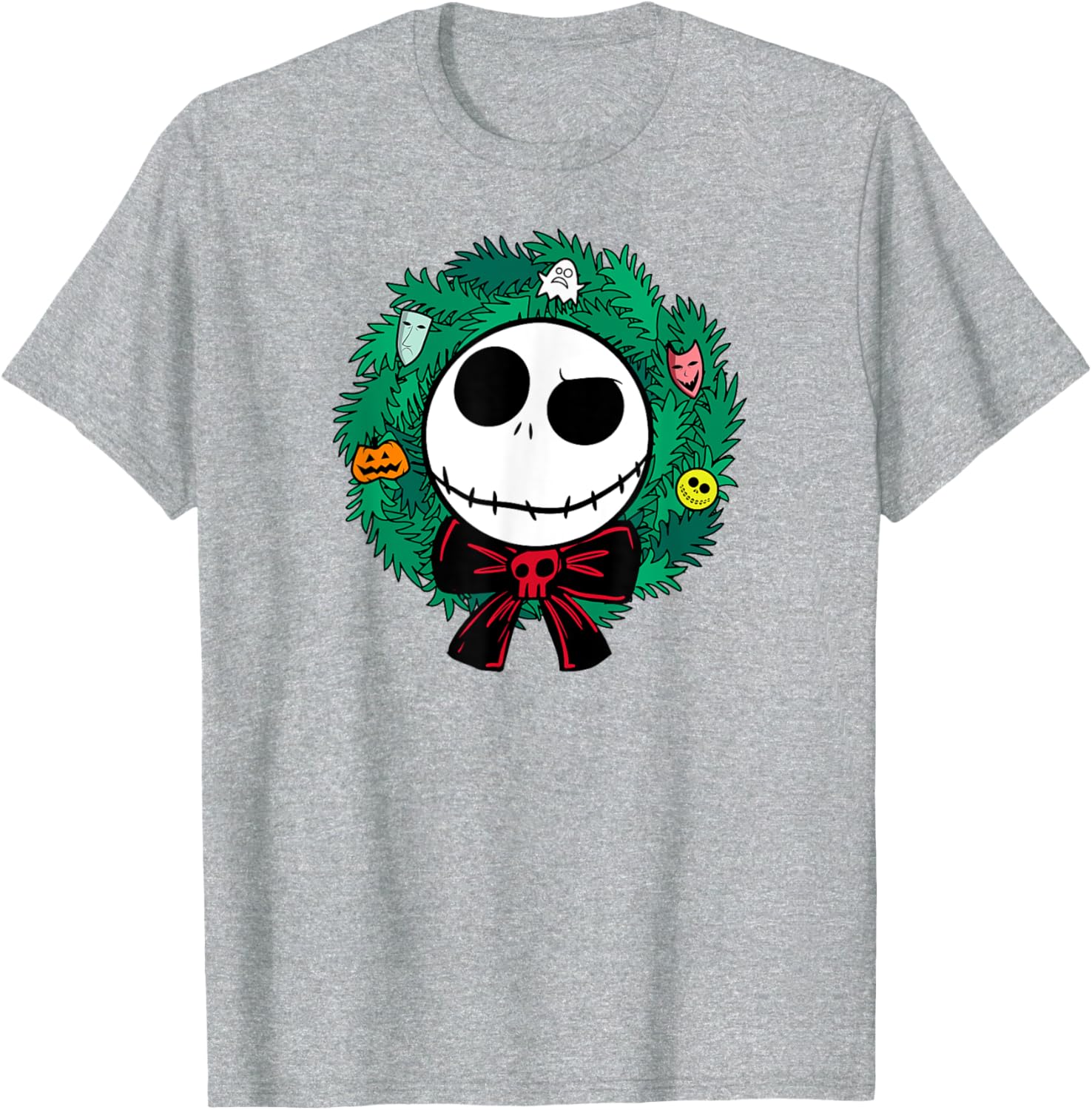 Festive Men's Nightmare Before Christmas Blue Wreath T-Shirt, Small - 1