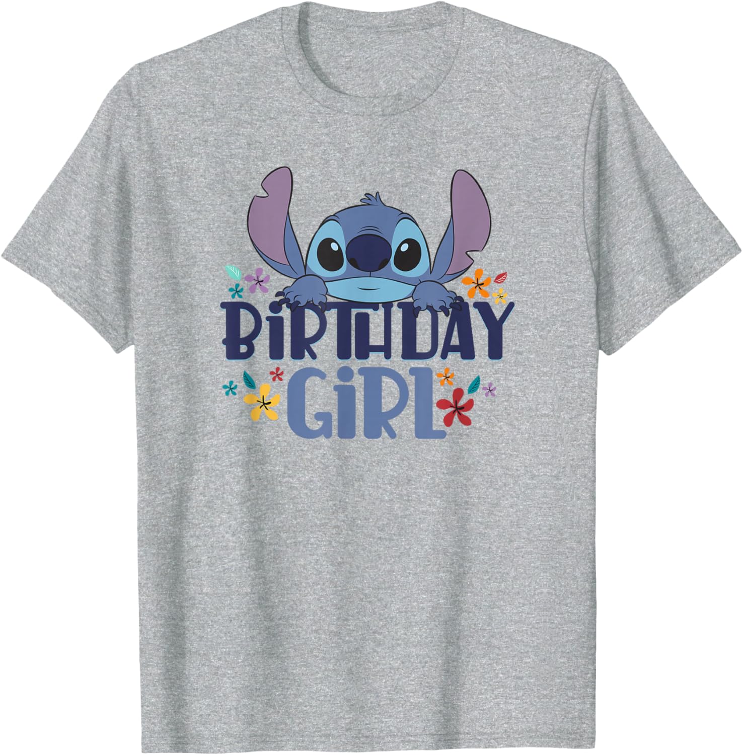 Disney Lilo & Stitch Birthday Girl Retro Floral Logo T-Shirt for Kids - 12