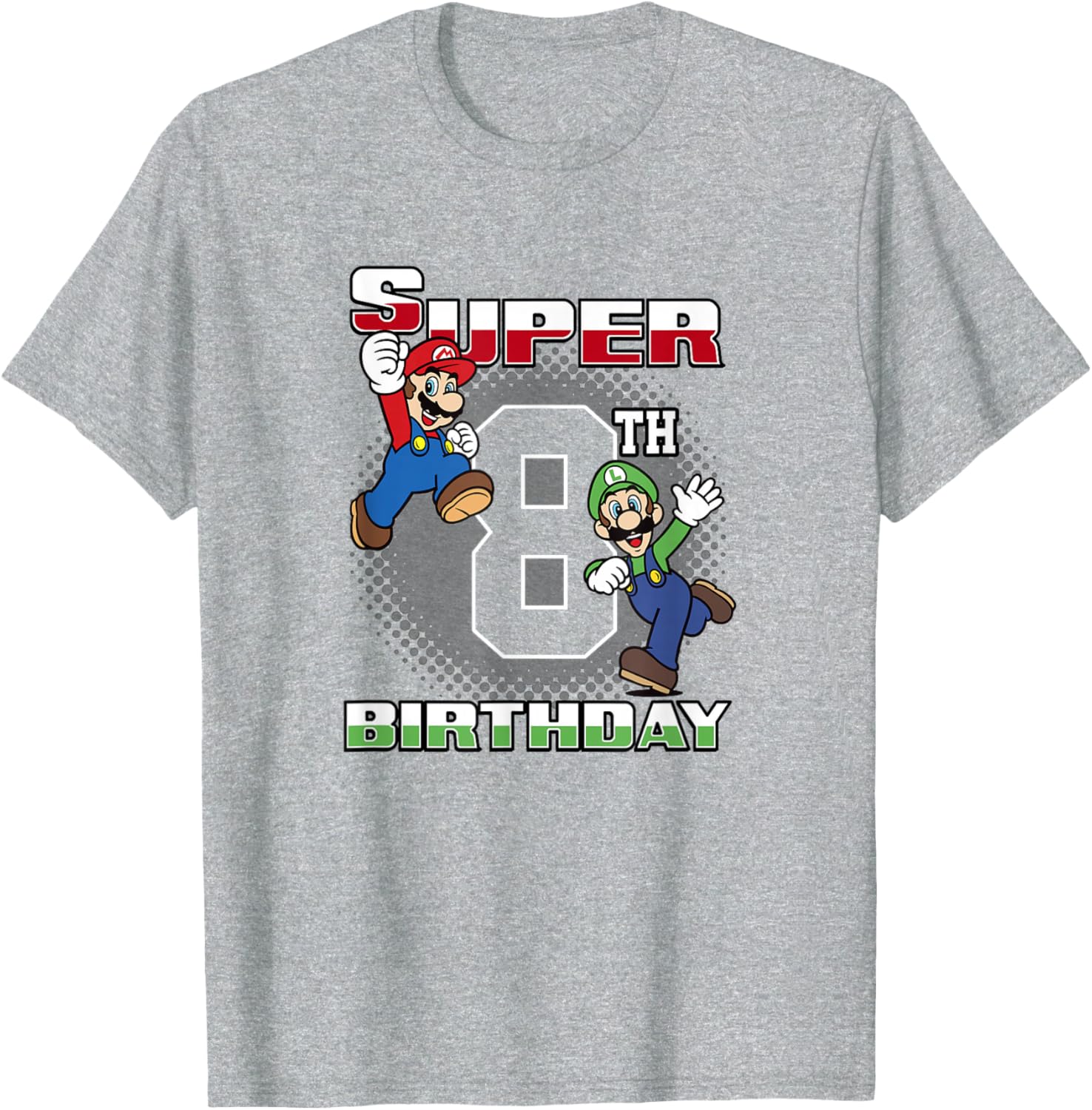 Super Mario Bros Birthday T-Shirt for 8th Birthday Fun with Mario & Luigi - 5