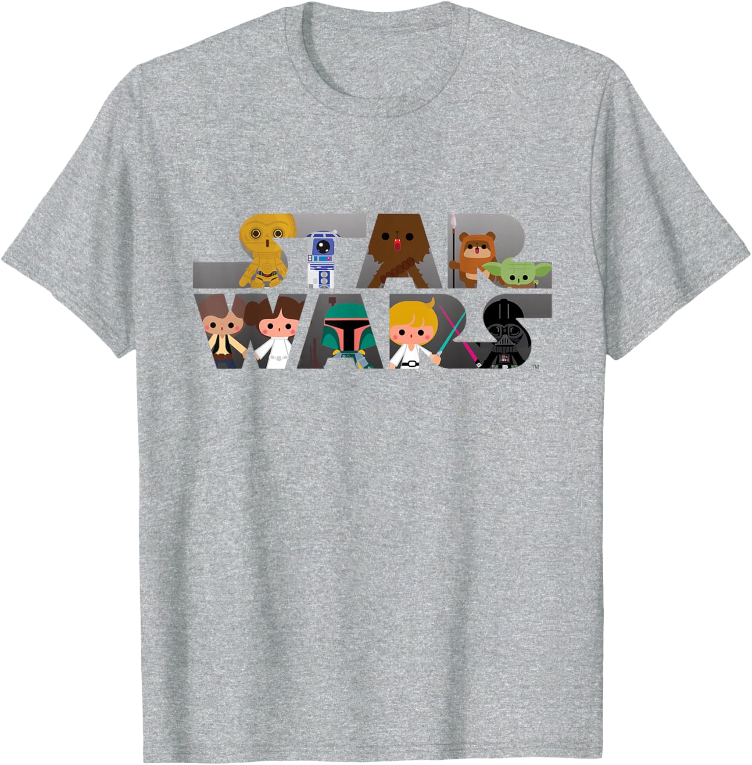 Kawaii Star Wars Multi-Character T-Shirt for Fans of All Ages - 10
