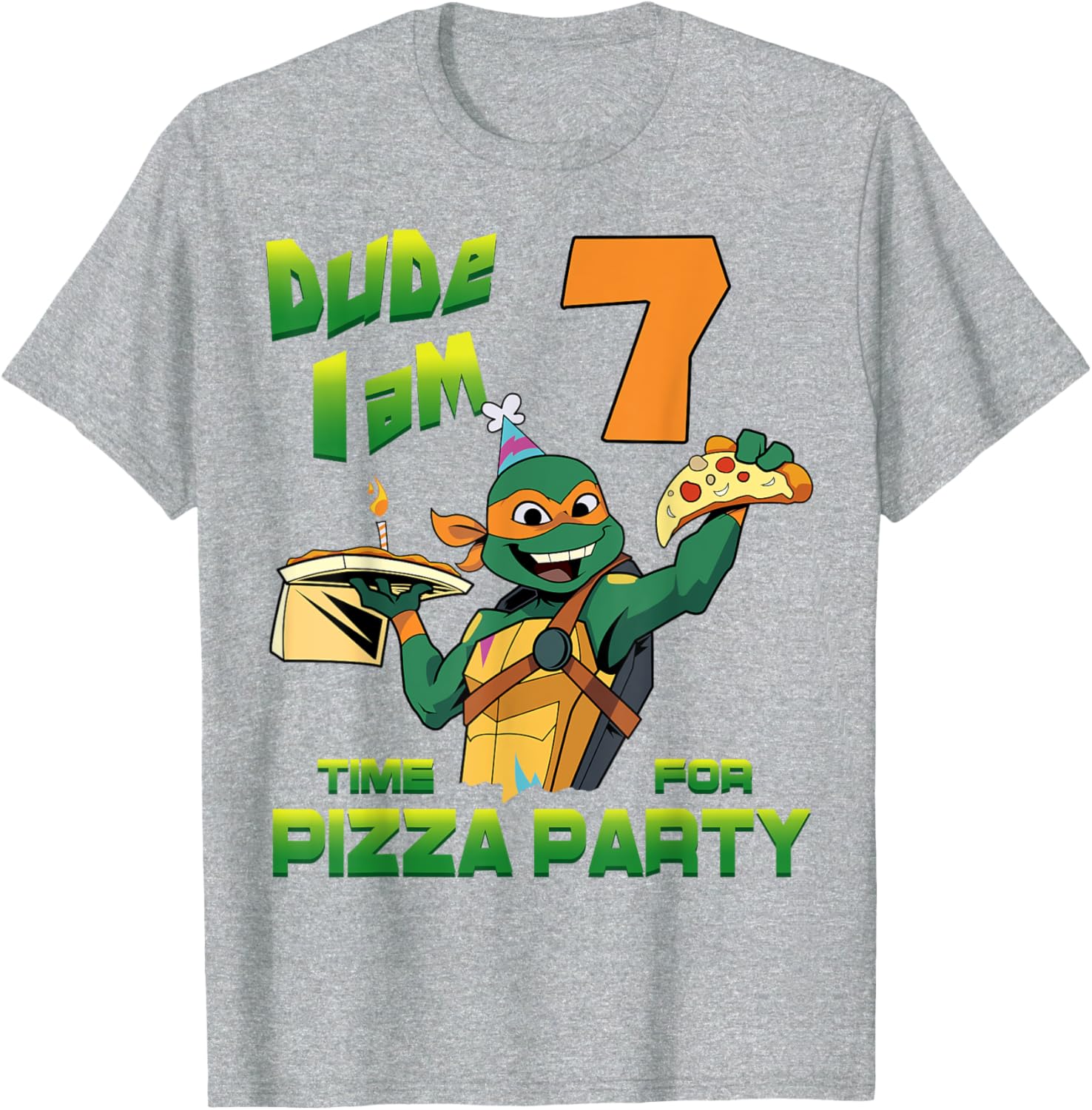 Mademark TMNT Birthday T-Shirt for Kids - Mikey Pizza Party 7 Years Old - 2