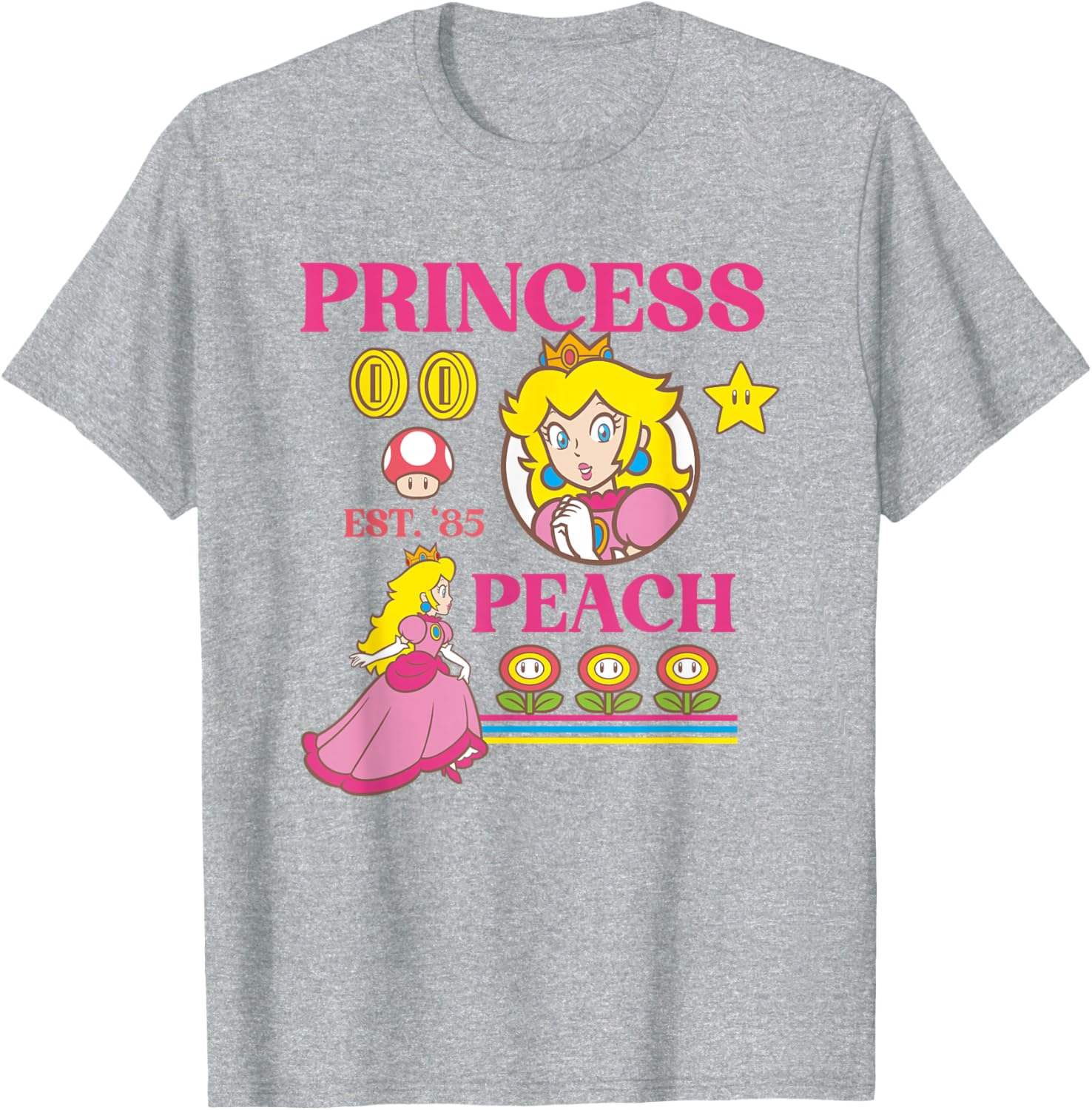 Super Mario Fire Flower Princess Peach Power Up T-Shirt for Gamers - 12