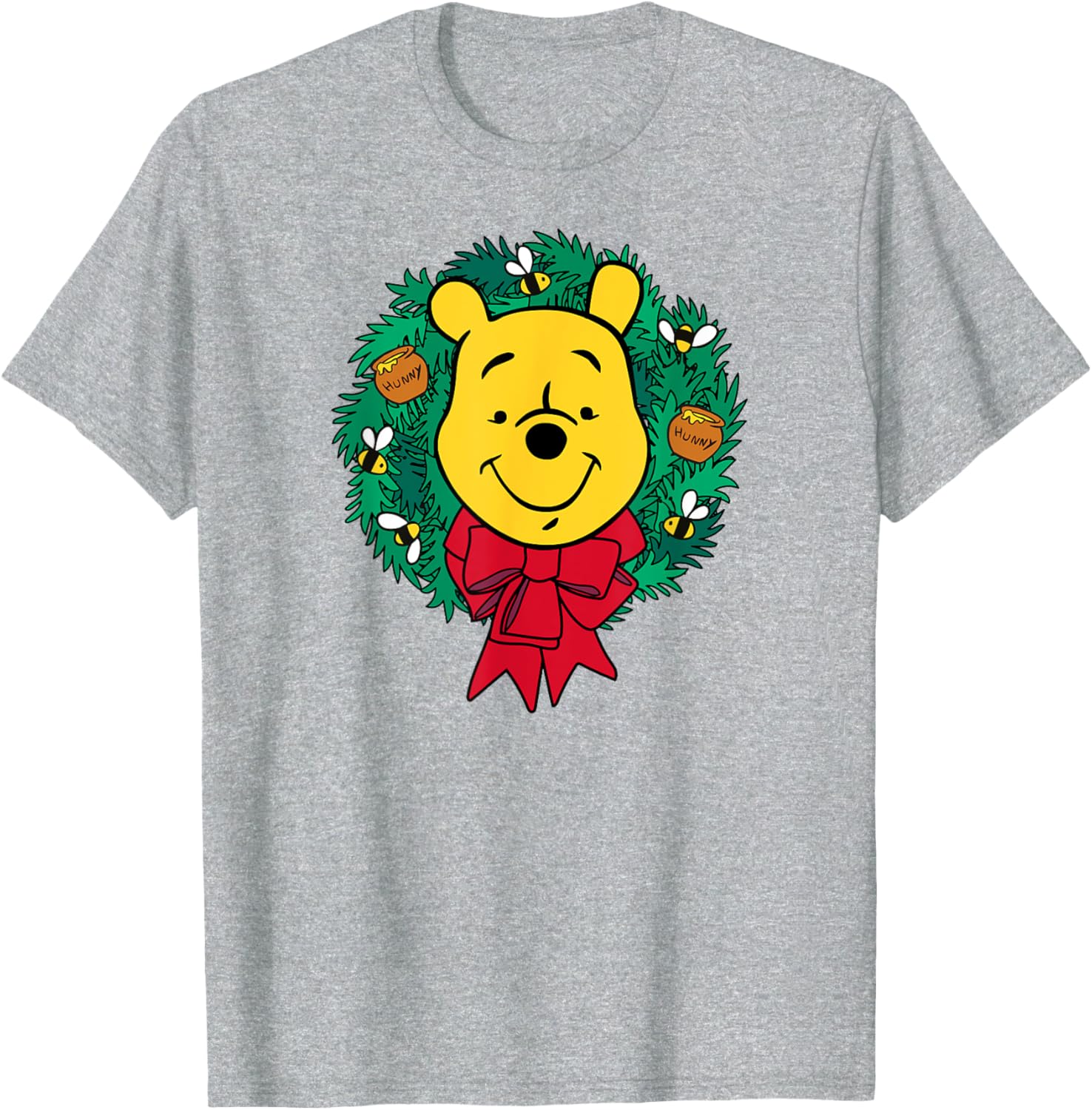 Festive Winnie the Pooh Christmas Wreath T-Shirt for Men, Blue, Small - 3