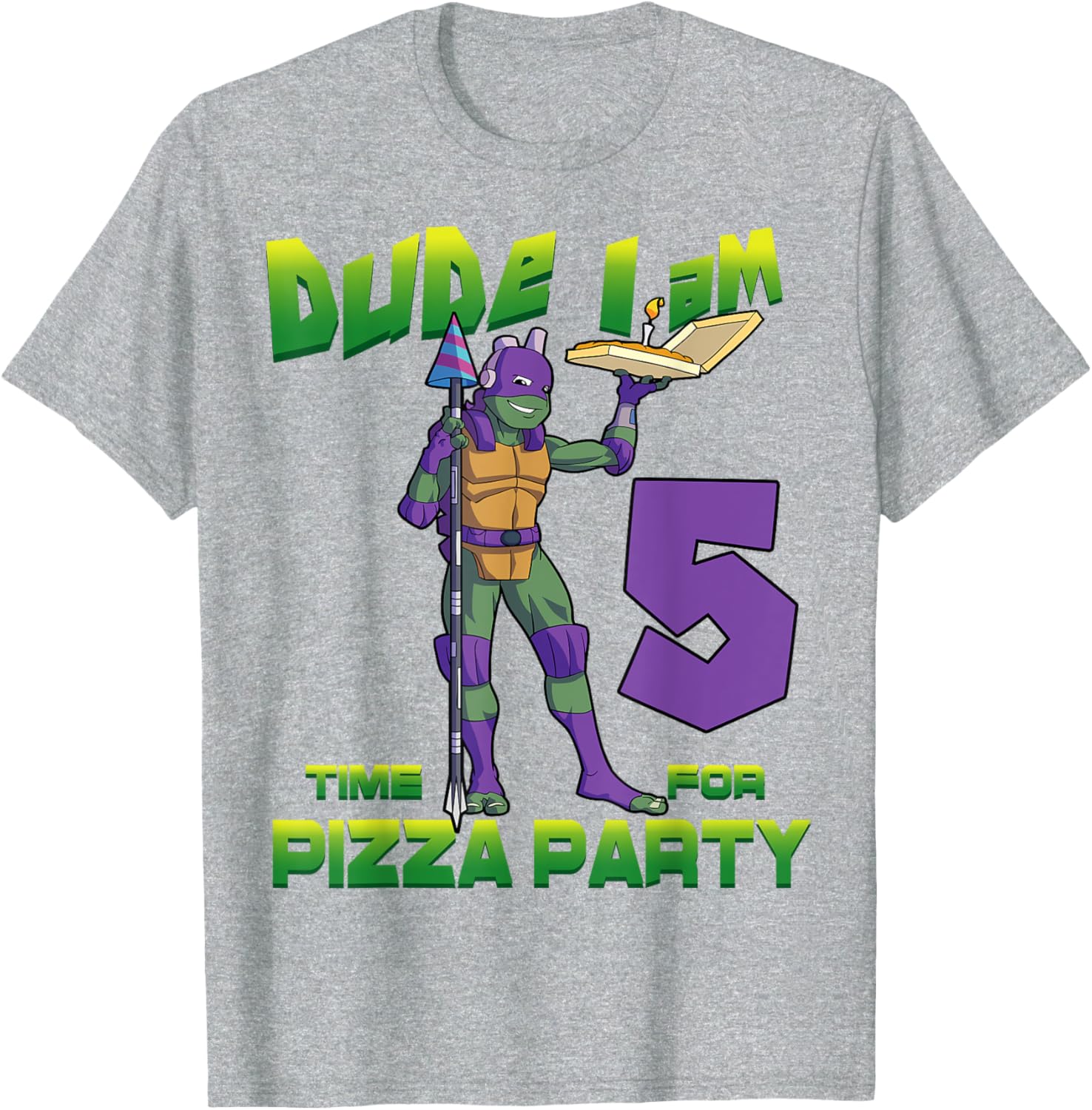Mademark x TMNT Donnie Pizza Birthday T-Shirt for 5 Year Olds - 16