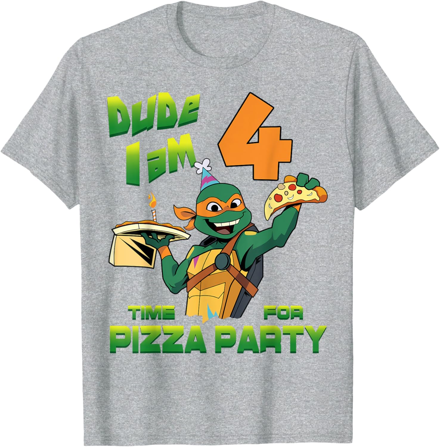 Mademark Teenage Mutant Ninja Turtles Mikey Pizza 4th Birthday T-Shirt - 17