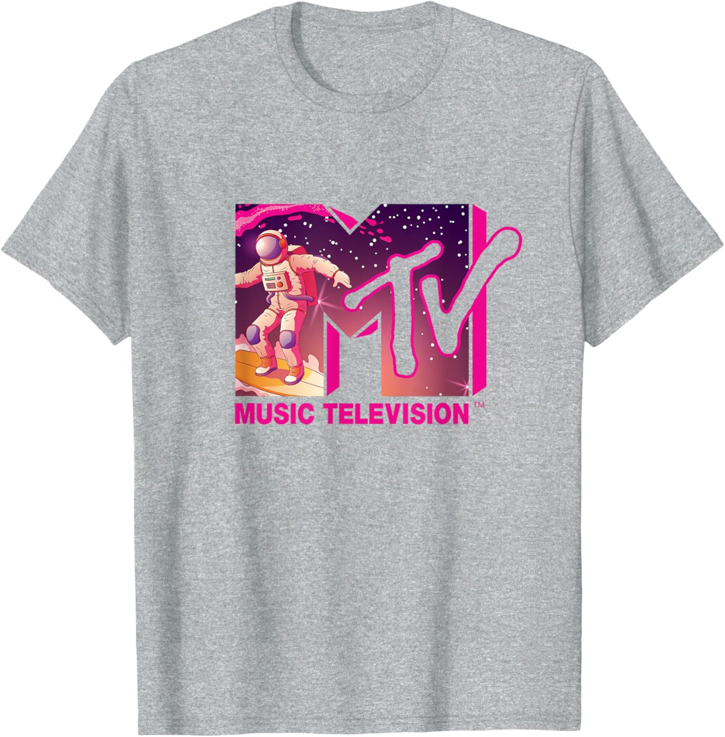 Mademark x MTV Surfing Astronaut Space T-Shirt - Official MTV Logo Tee - 4