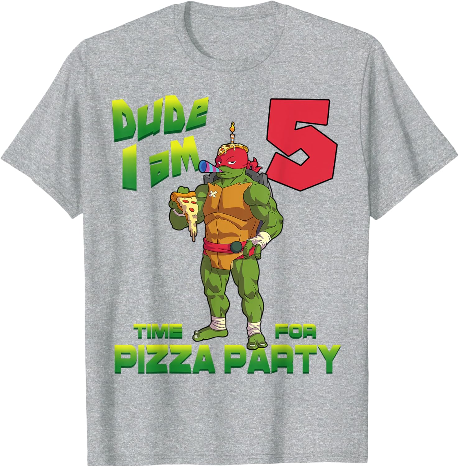 TMNT Raphael Pizza Birthday T-Shirt for 5 Year Old Party Fun - 19