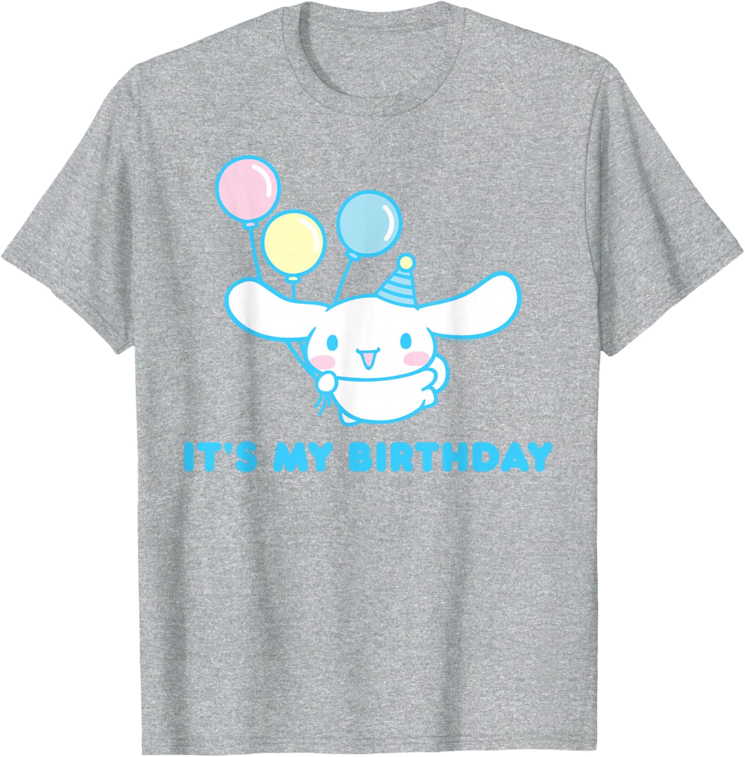 Sanrio Cinnamoroll Birthday T-Shirt for Adults - Blue Crew Neck Short Sleeve - 11