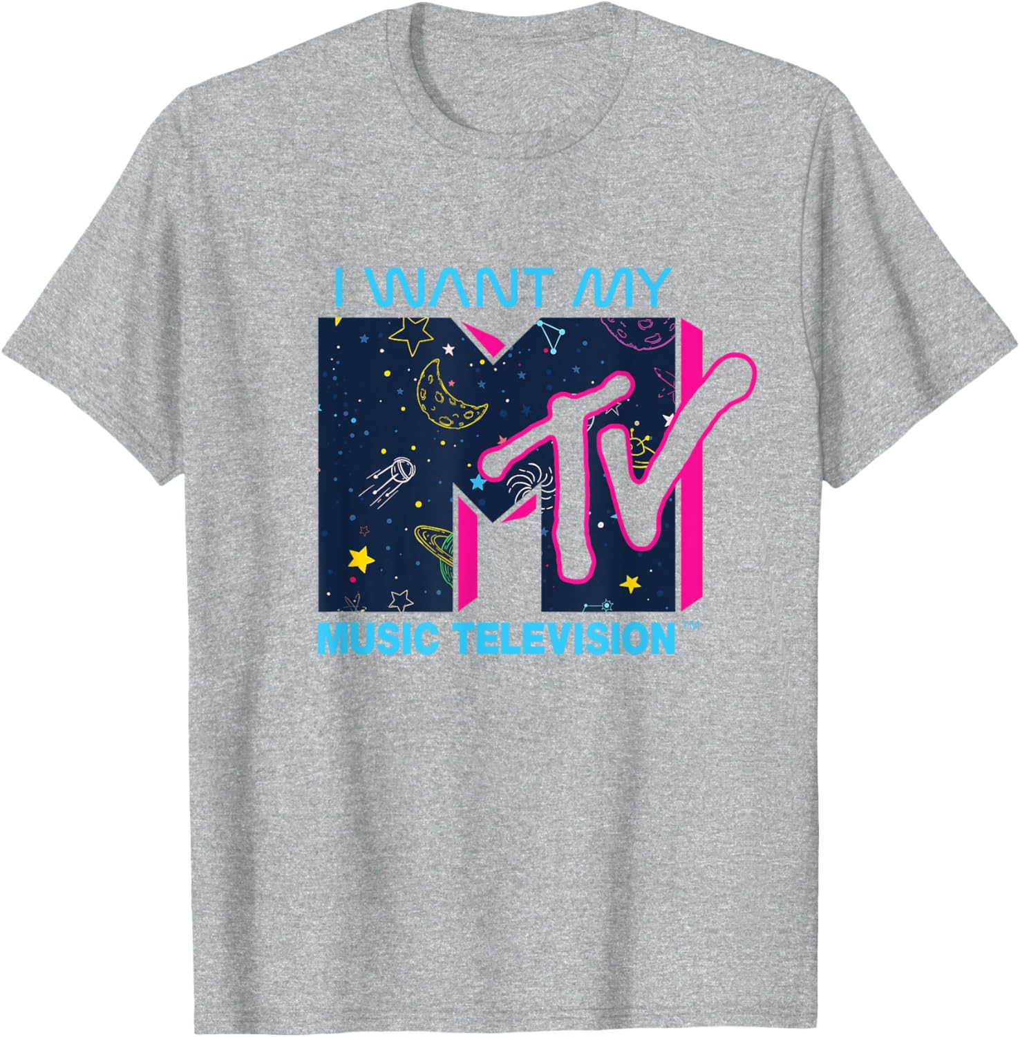 Mademark x MTV Official I Want My MTV Logo Space T-Shirt for Fans - 9