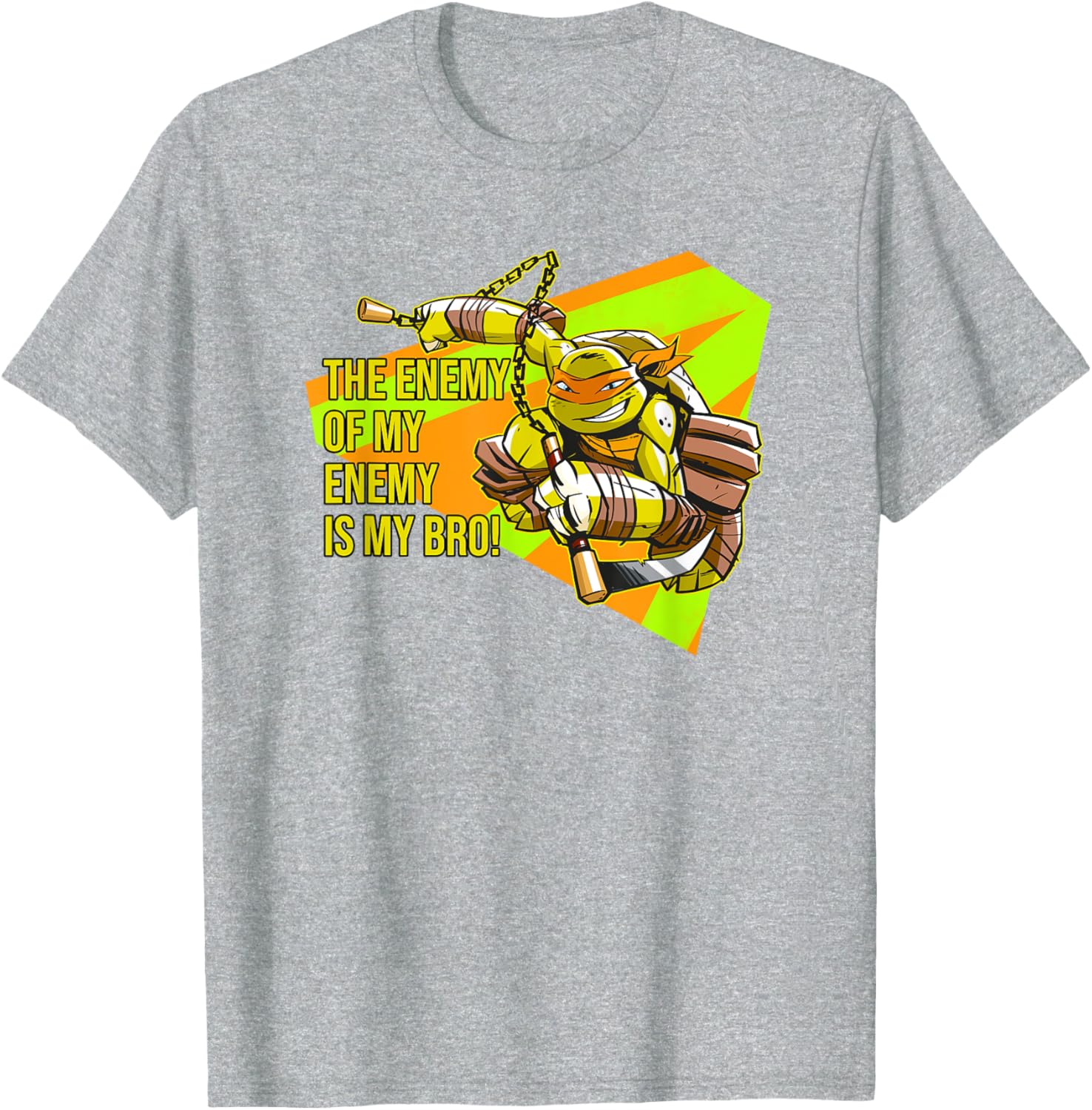 Mademark Michelangelo TMNT T-Shirt The Enemy of My Enemy is My Bro - 4