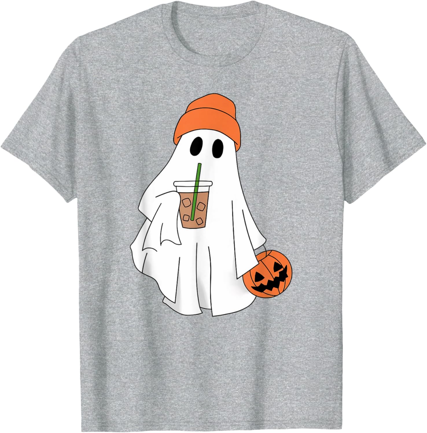 Halloween Ghost Drinking Coffee T-Shirt for Men and Women - 18