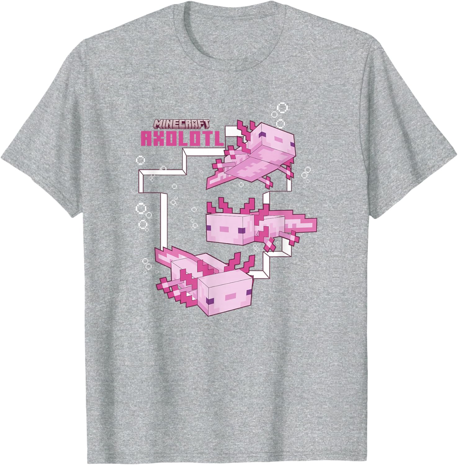 Cute Minecraft Pink Axolotl Pond T-Shirt for Kids and Adults - 2