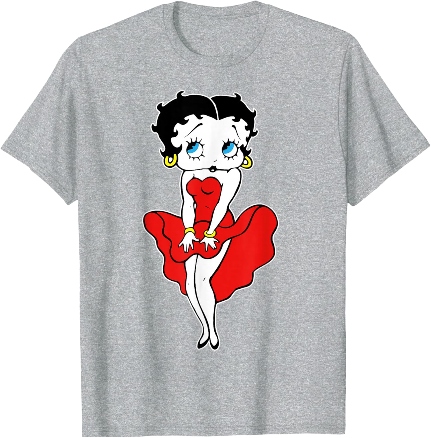 Classic Betty Boop Retro Red Dress T-Shirt for Fun Cartoon Lovers - 6