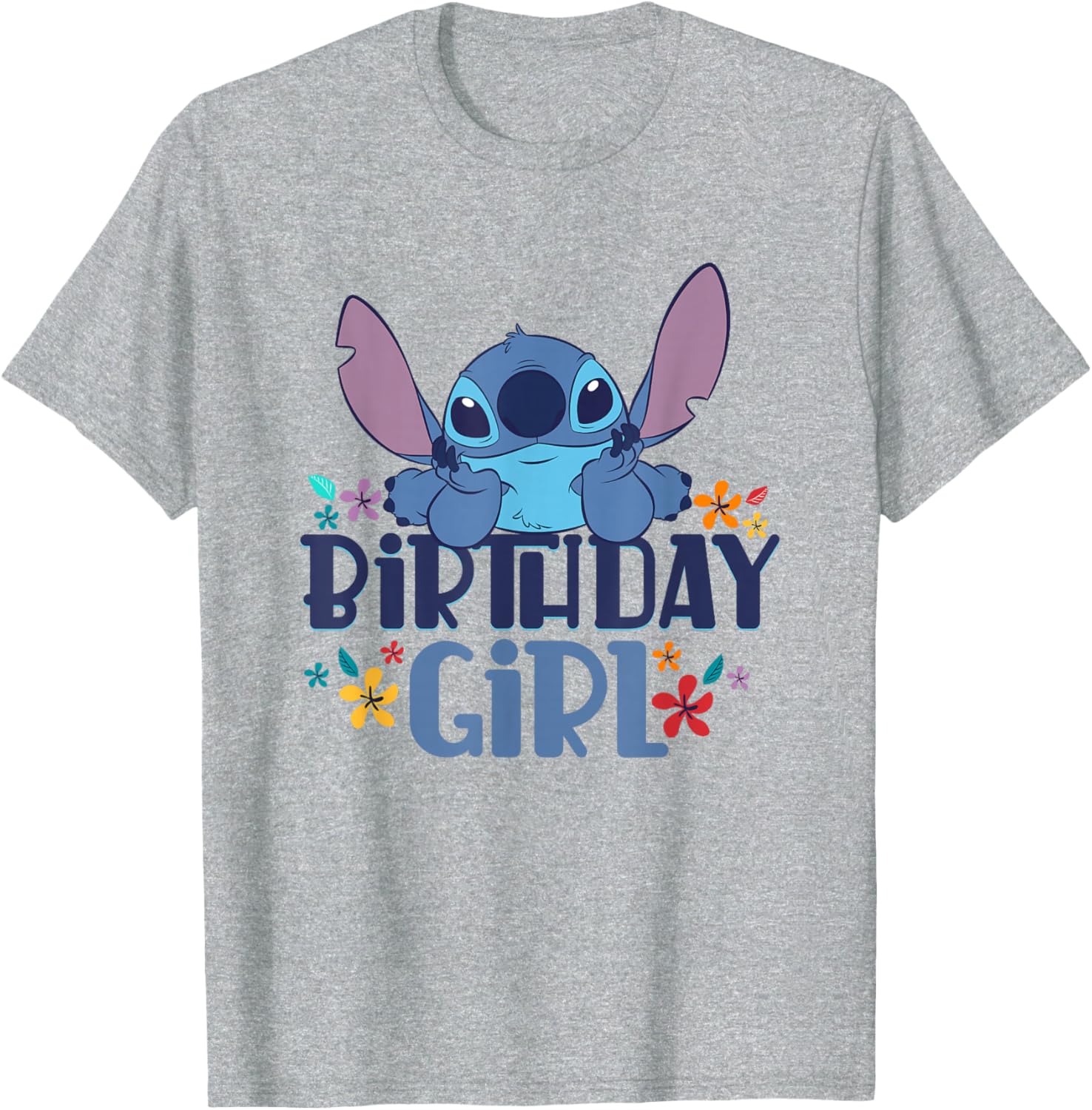 Disney Lilo & Stitch Birthday Girl Floral Logo T-Shirt for Kids - 6