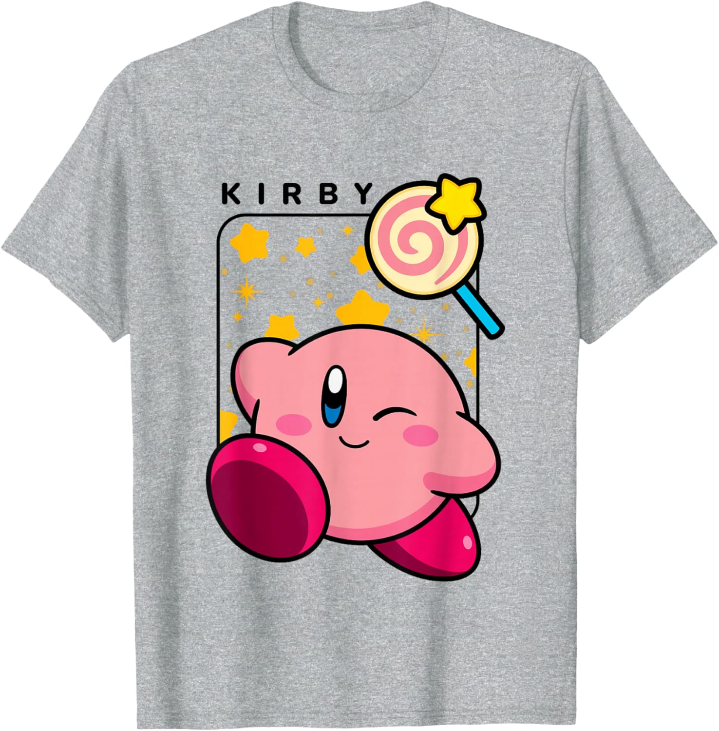 Cute Kirby Lollipop Stars Graphic T-Shirt for Nintendo Fans - 1