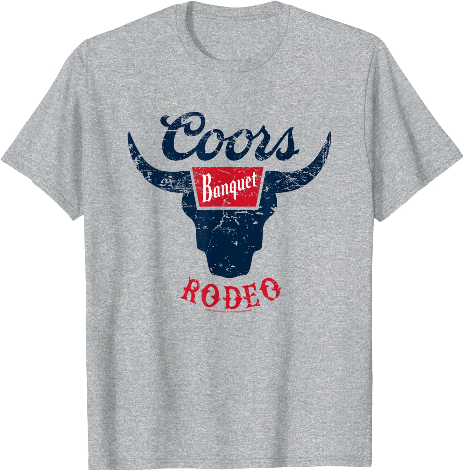 Coors Banquet Rodeo Bull Horns Distressed Badge T-Shirt for Fans - 6