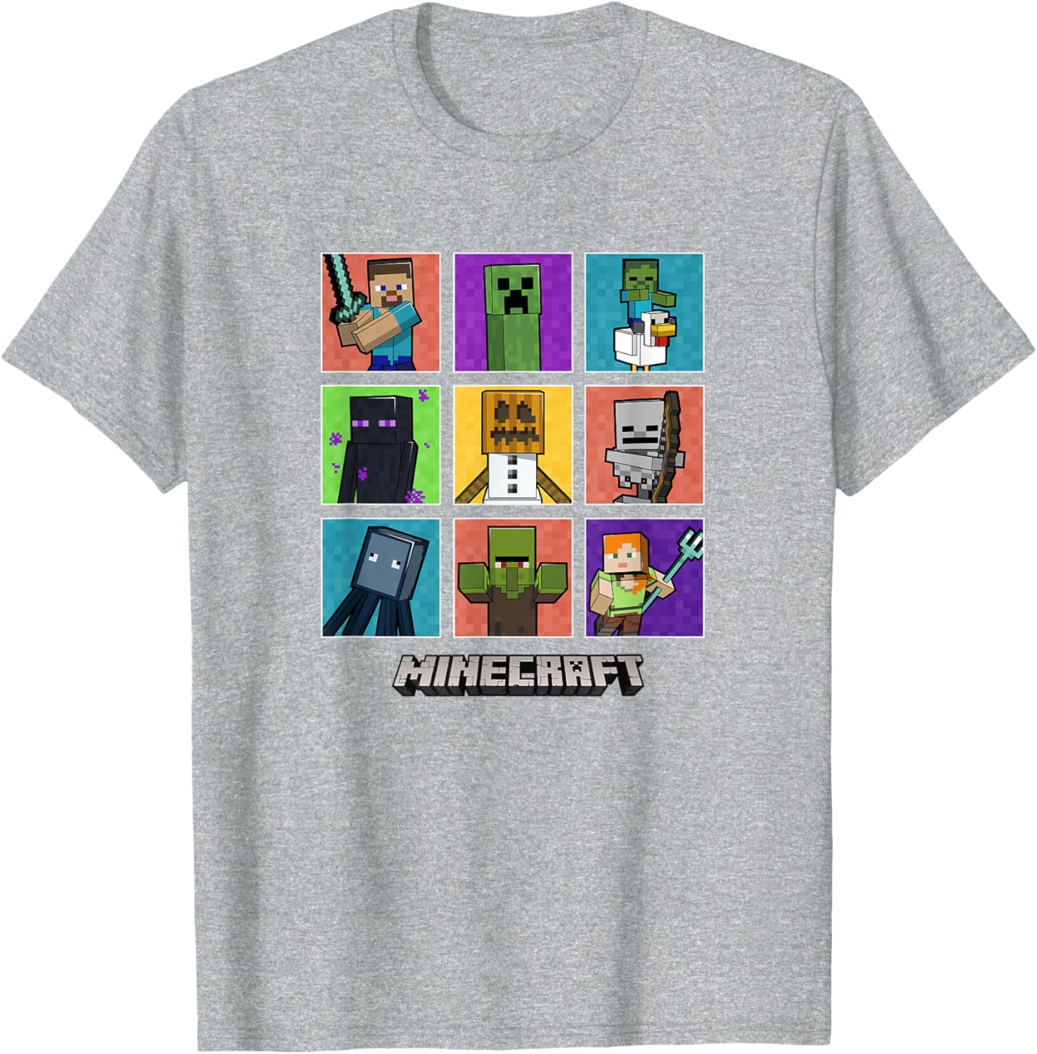 Minecraft Group Shot Colored Box Up T-Shirt for Fans and Gamers - 4