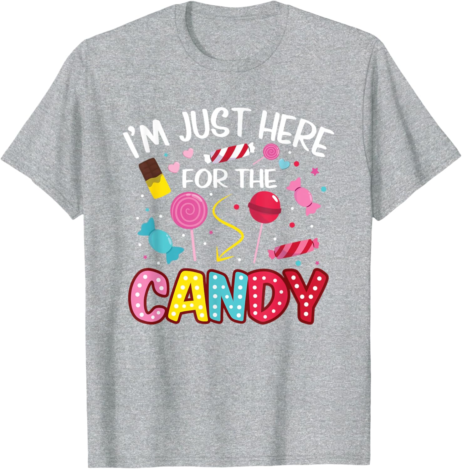 Cute I'm Just Here For The Candy Lollipop Halloween T-Shirt for Kids - 18