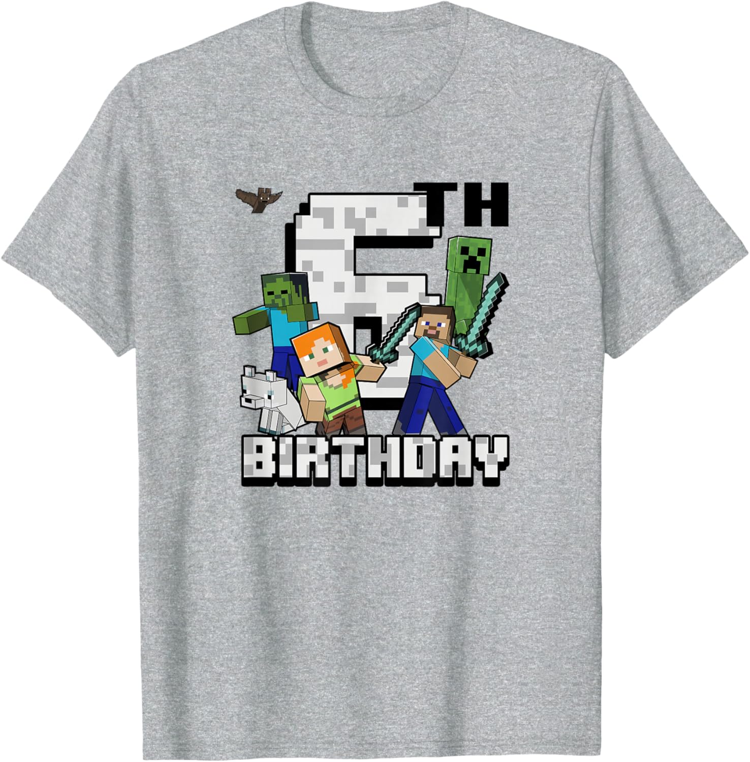 Minecraft Group Shot Happy 6th Birthday T-Shirt for Kids Fun Gift - 9