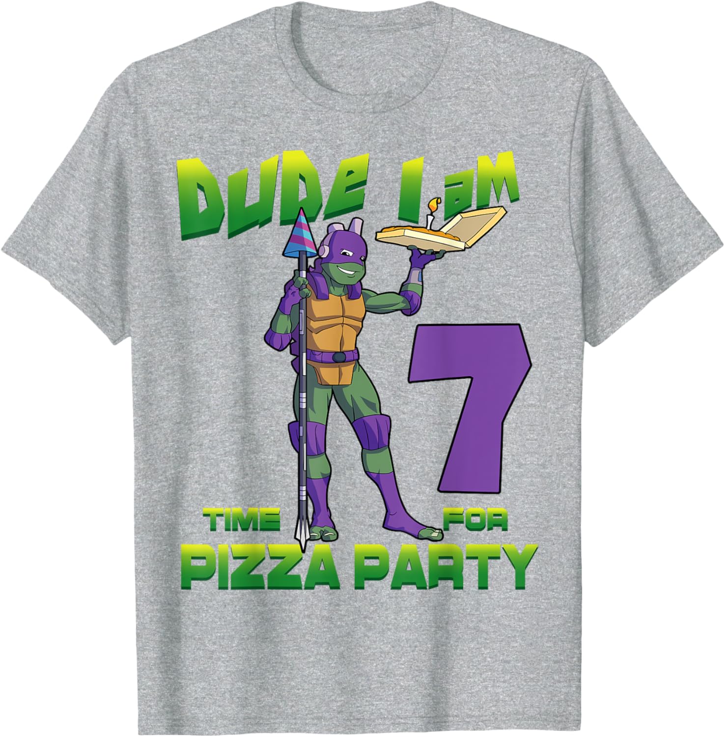 Cool TMNT Donatello Pizza Birthday Party T-Shirt for 7 Year Old Boys - 25