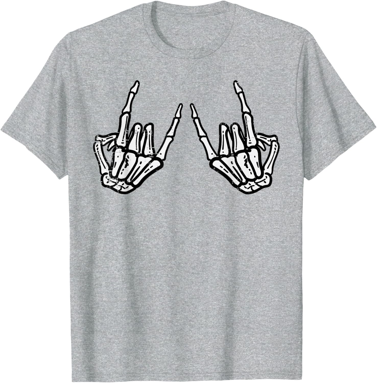 Rocker Hand Sign Skeleton Halloween T-Shirt for Men and Women - 19
