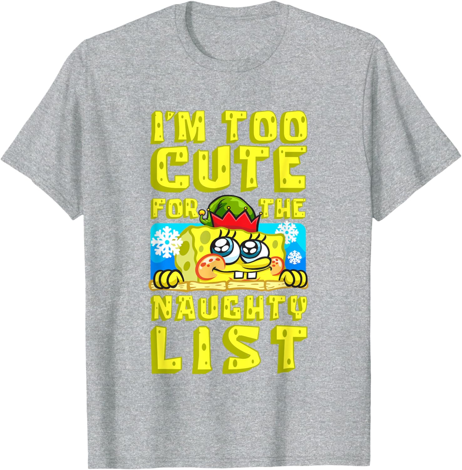 SpongeBob Christmas I'm Too Cute for the Naughty List T-Shirt Gift - 6