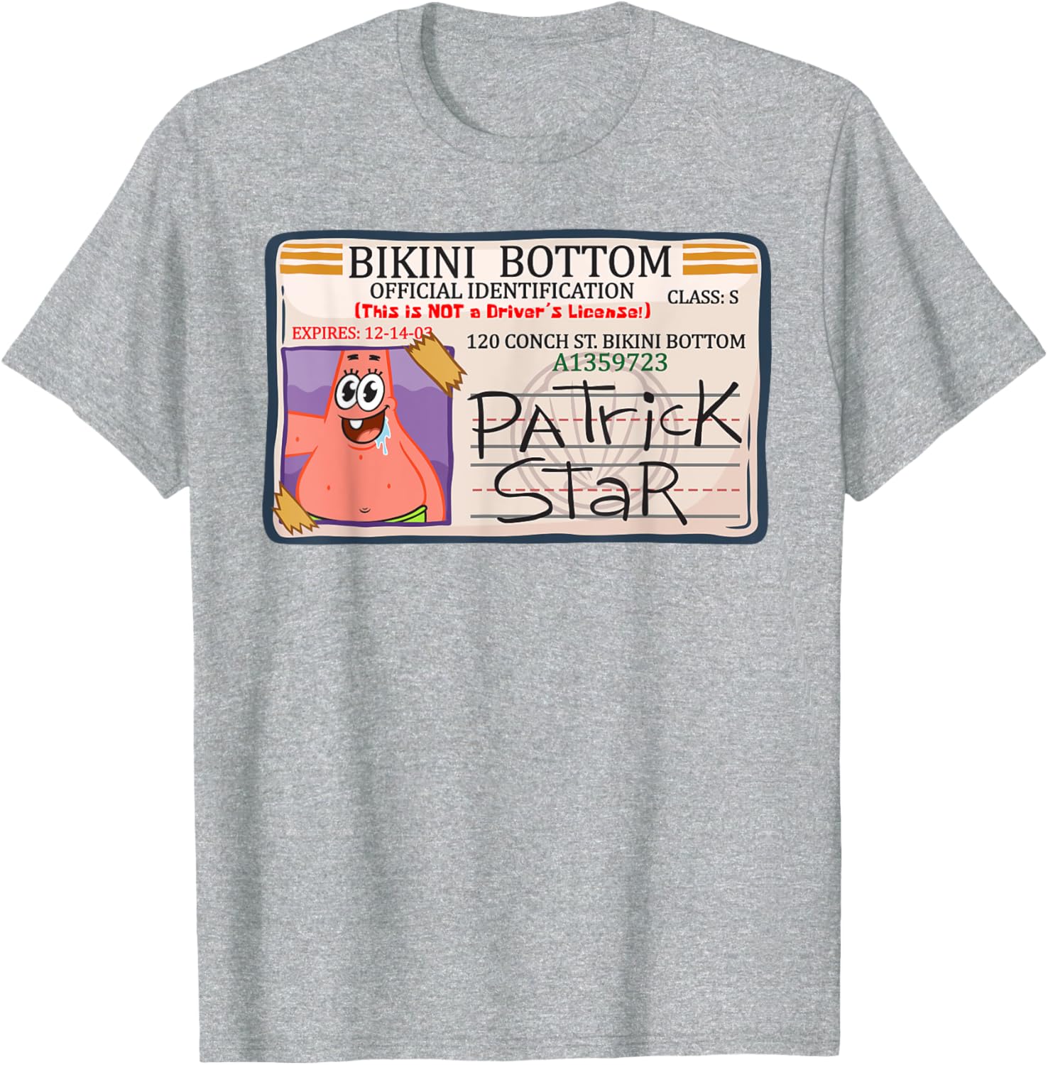 Mademark x SpongeBob Bikini Bottom Patrick Star Driving License T-Shirt - 8
