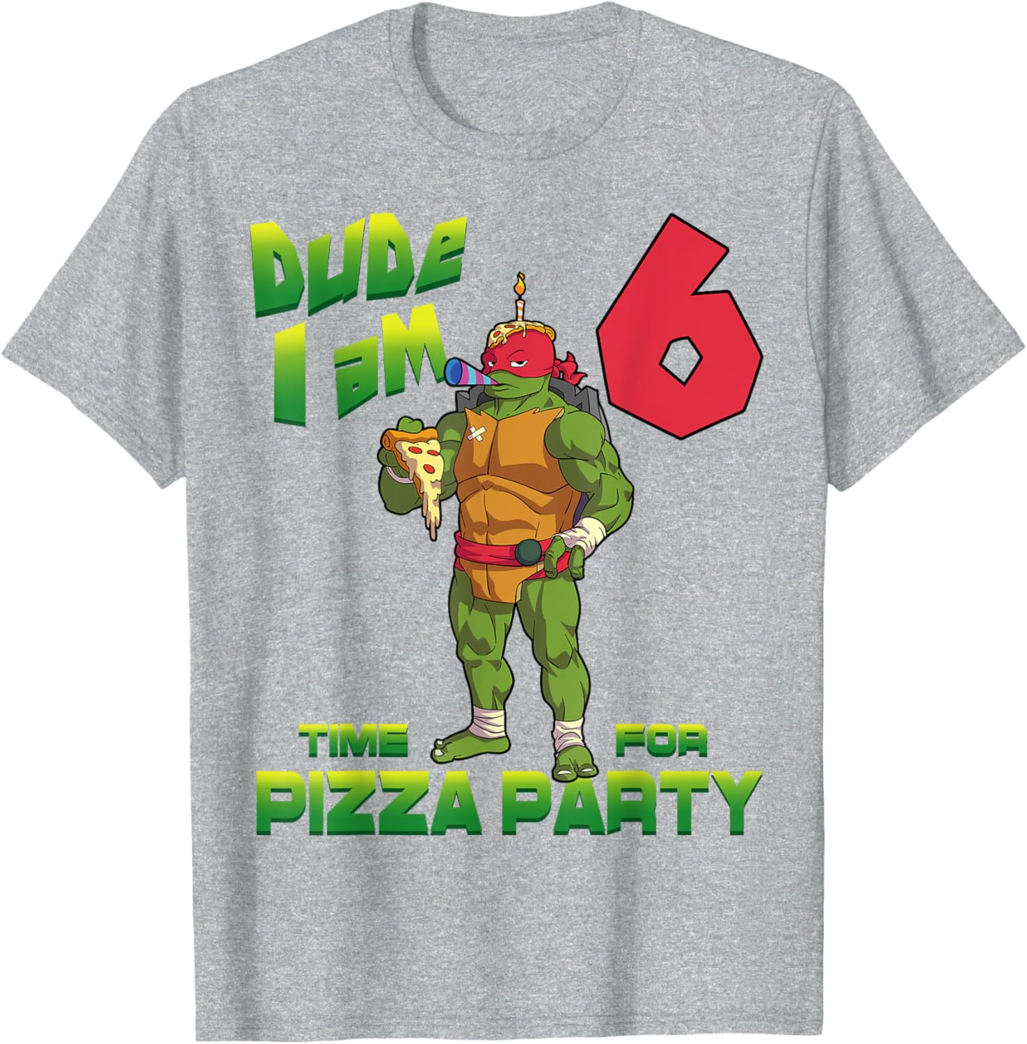 Mademark Ninja Turtles Raphael 6th Birthday Pizza Party T-Shirt - 9