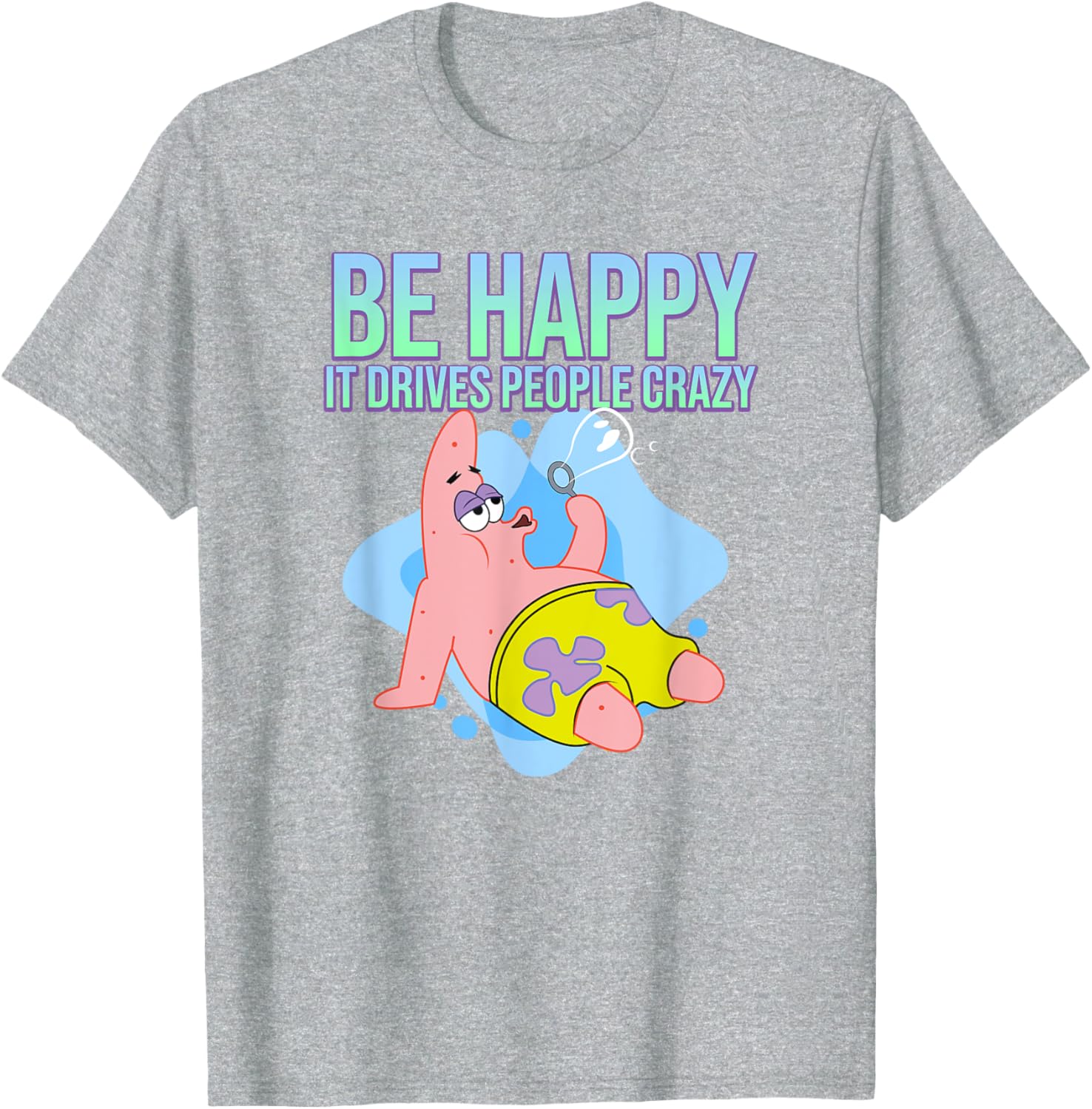 Mademark Patrick Star Be Happy T-Shirt Fun SpongeBob SquarePants Apparel - 3