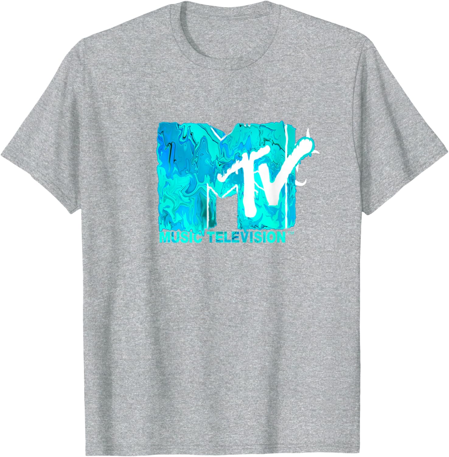 Mademark x MTV Green Blue Liquid Flow Logo T-Shirt for Trendy Style - 5