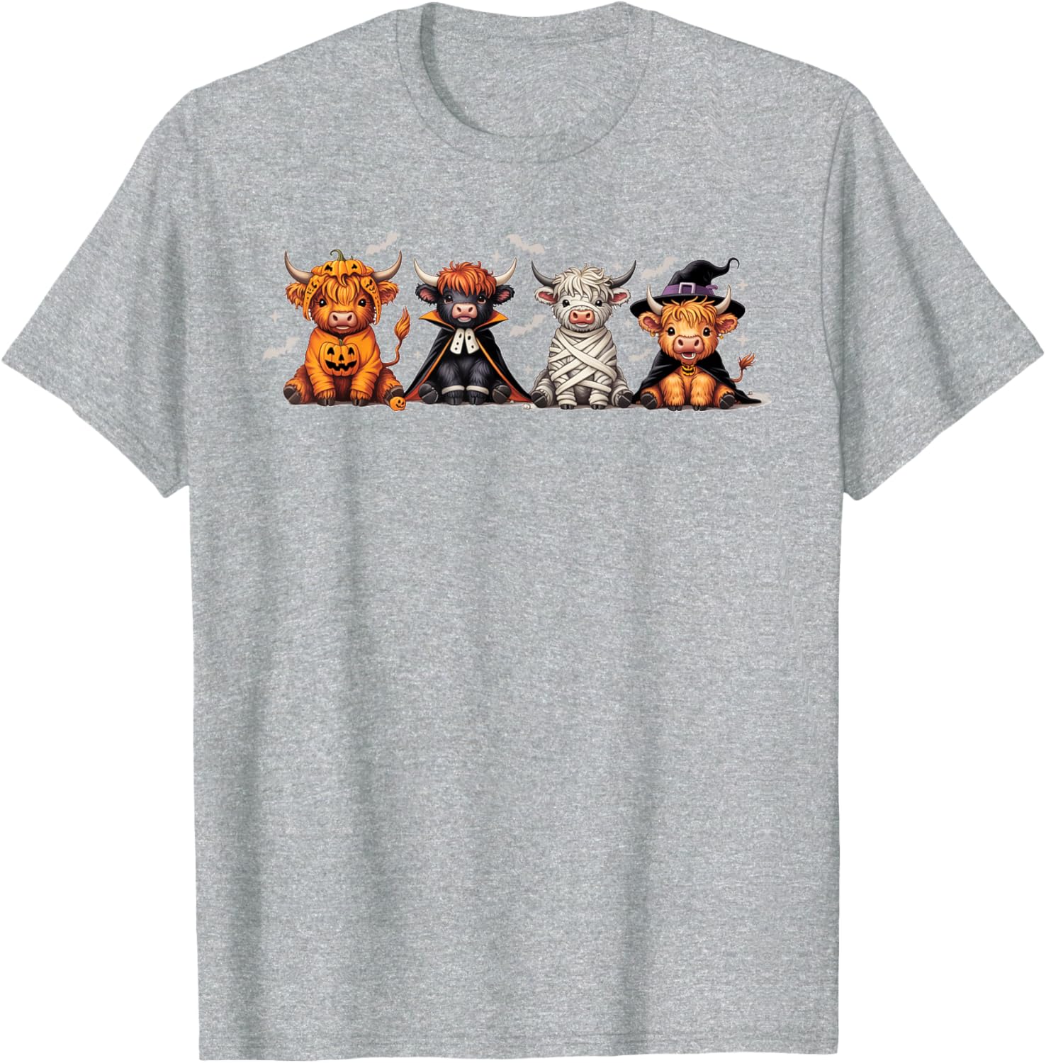 Spooky Halloween Highland Cow Cross Stitch T-Shirt for Festive Fun - 11